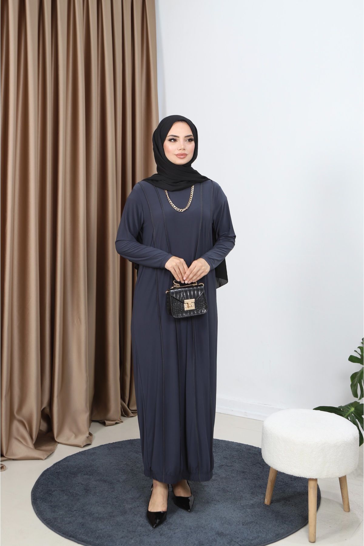 NİSUM MODA LİNA ÖNÜ PARÇALI SANDY ELBİSE