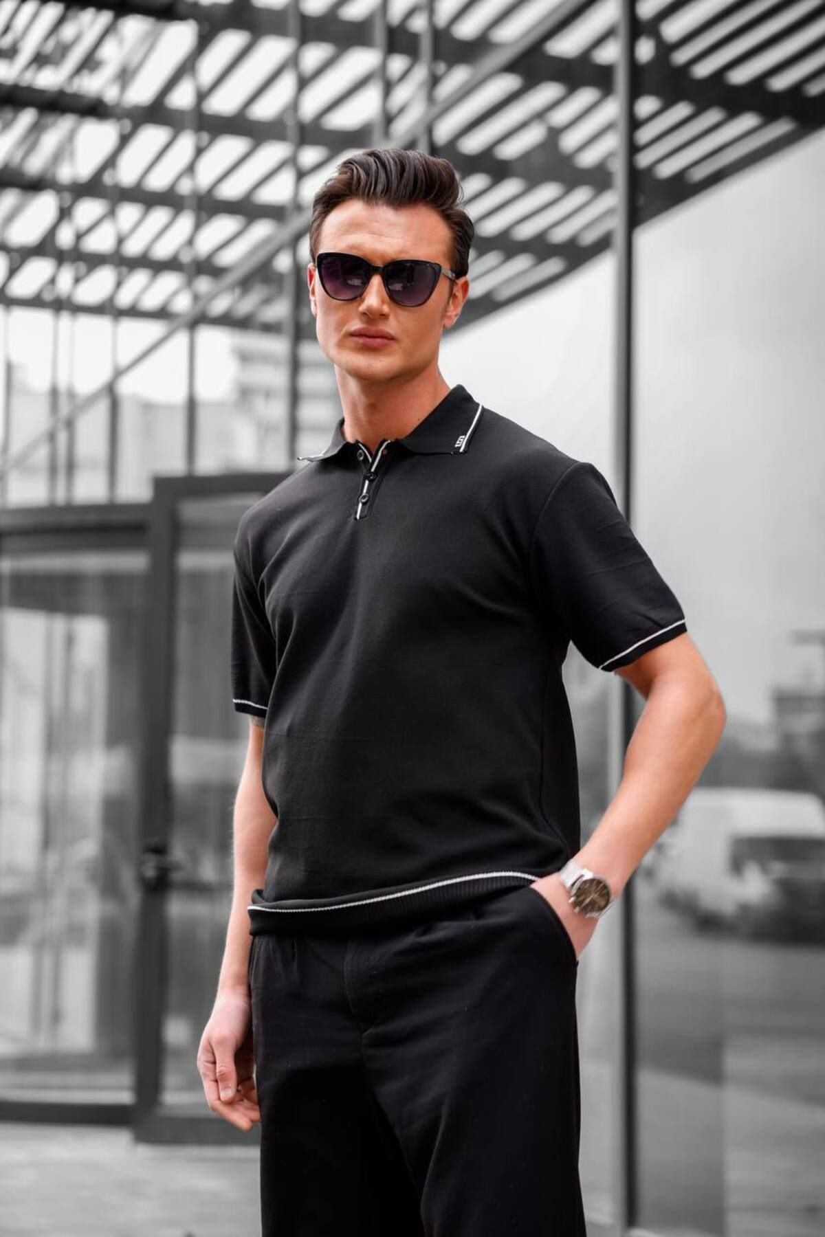 CULTURE BOUTIQUE Erkek Polo Yaka Şerit Detaylı T-Shirt, ErkeK Tişört