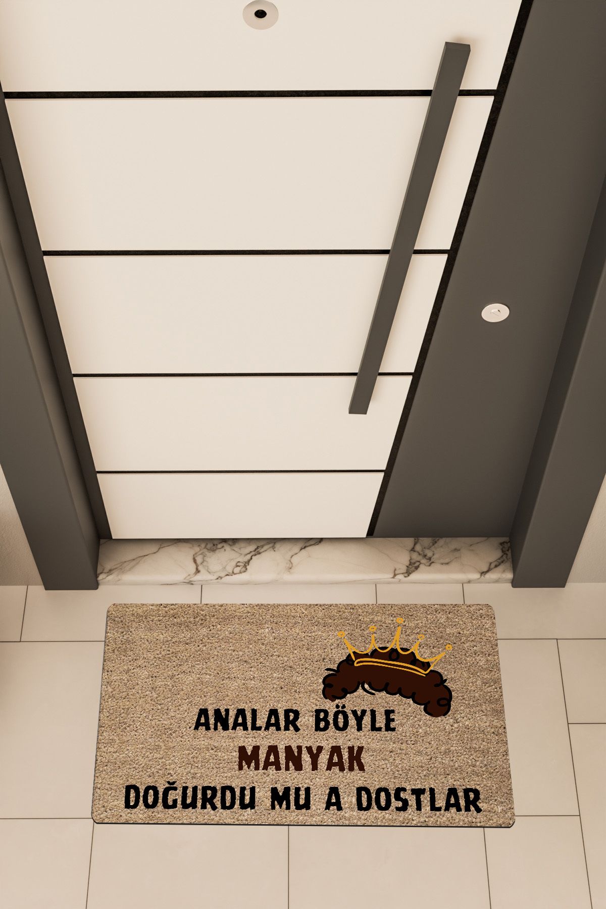 Dormot Home Yüksek Kaliteli Dijital Baskı Kahverengi, Prens Böyle Manyak Görüldümü, temalı Kapı Önü Paspası