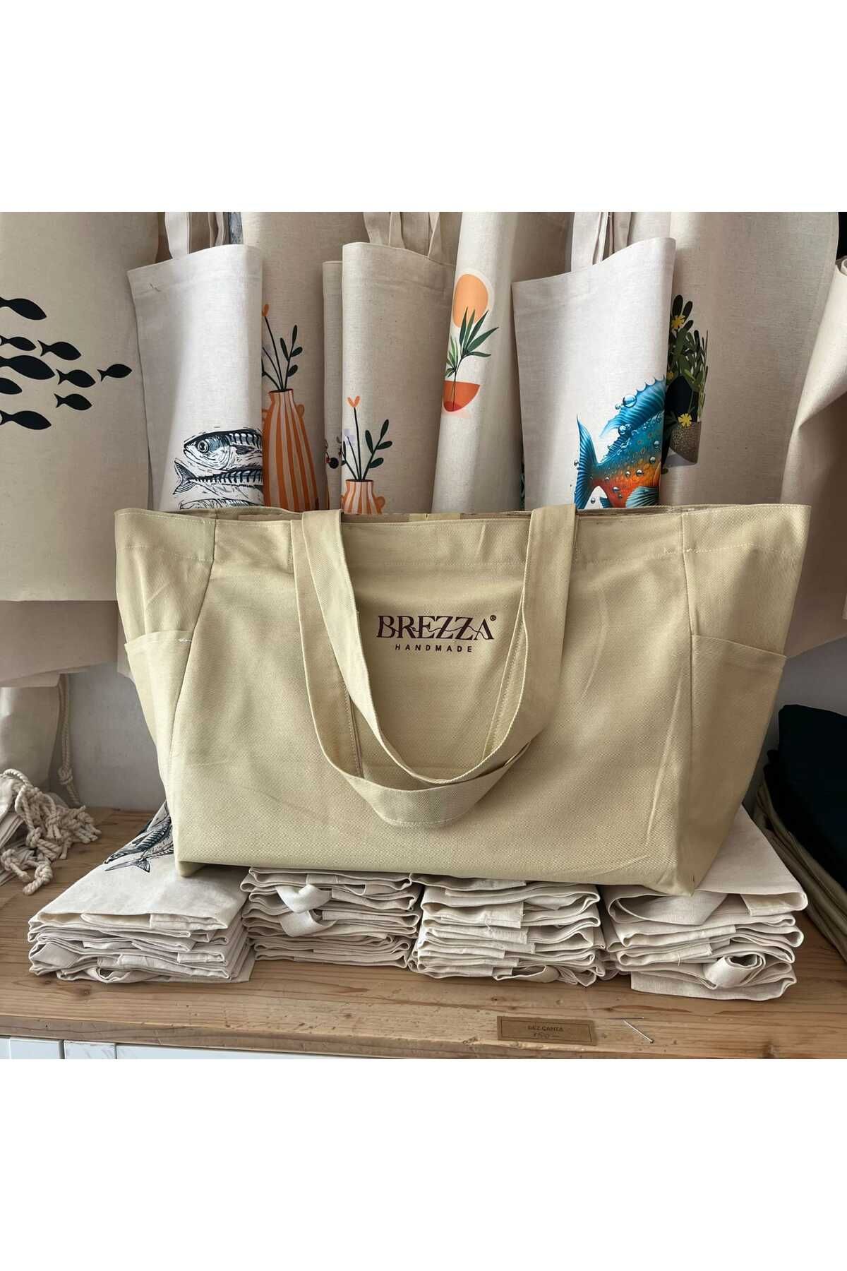BREZZA HANDMADE BEZ ÇANTA, 60*40, BEJ RENGİ