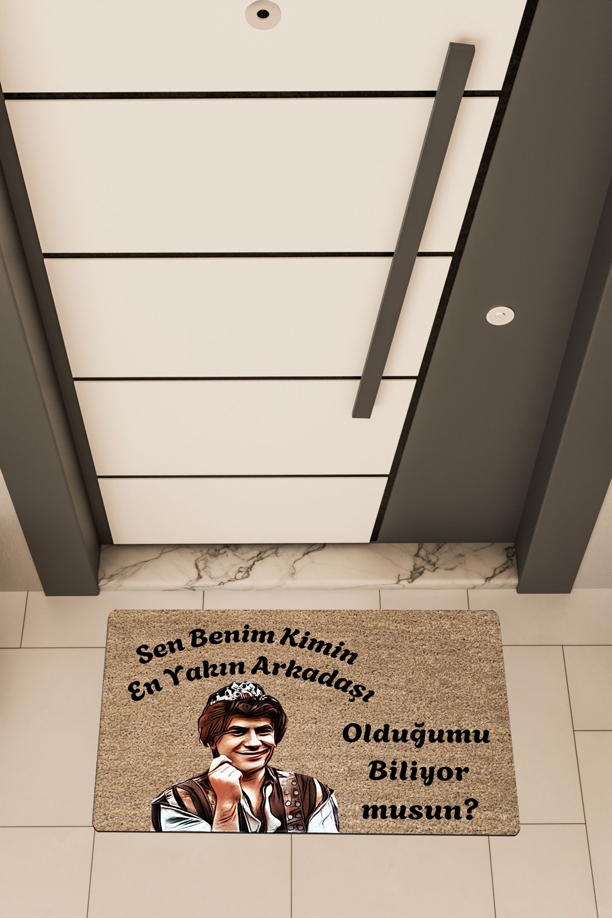 Dormot Home Yüksek Kaliteli Dijital Baskı Kahverengi, Prens Kimin Arkadaşı, temalı Kapı Önü Paspası