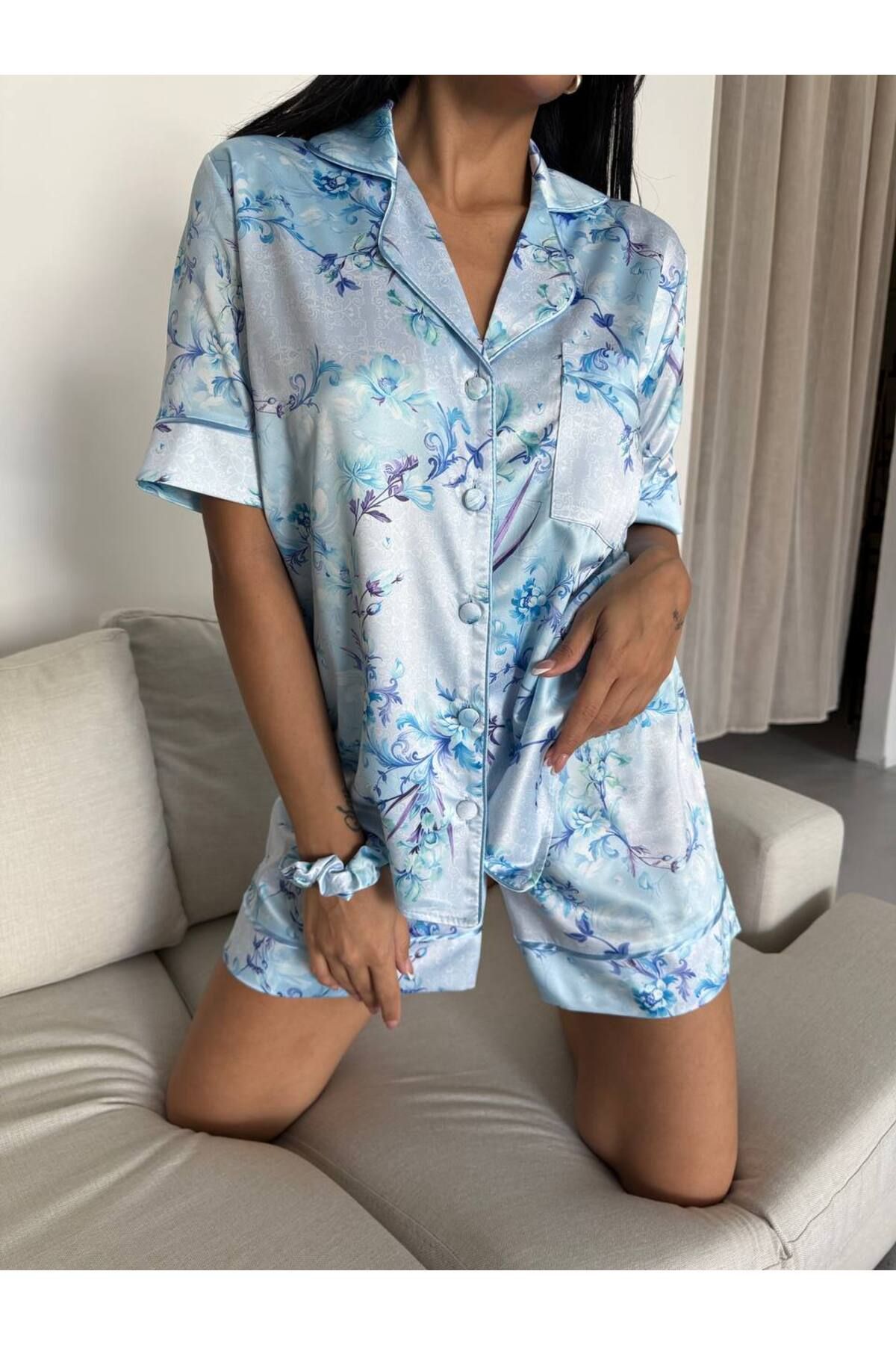 Gamze Day's Lingerie Saten Kısa Pijama Takımı