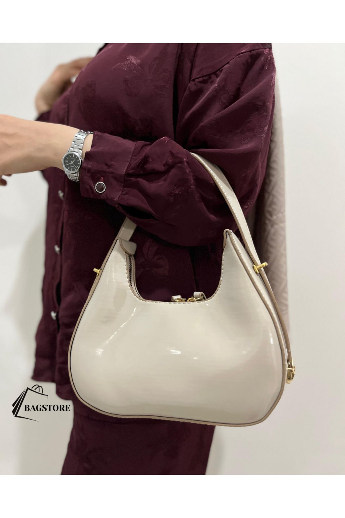 Bag Store Tr Bej Metal Kilit Sistemli Askı Boyu Ayarlanabilir Omuz Çantası