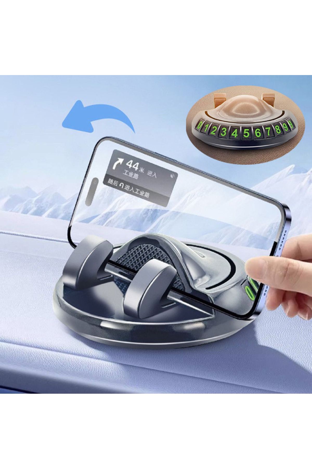 STOREMAX 360° Dönebilen Yapışkanlı Numaratörlü Araç Telefon Tutucu