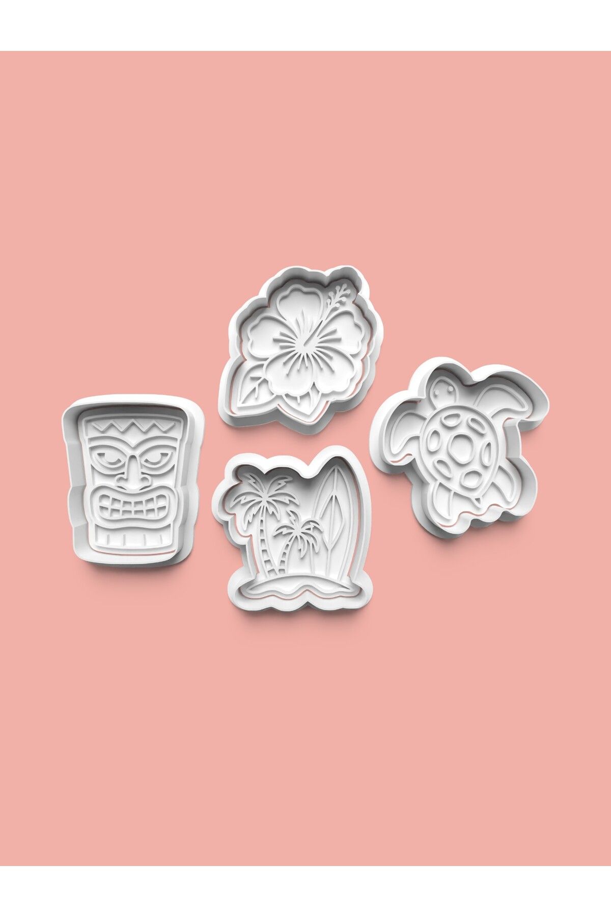 AKTASTORE Hawaii Teması Kurabiye Kalıbı Ve Şeker Hamuru Kalıbı 4'lü set