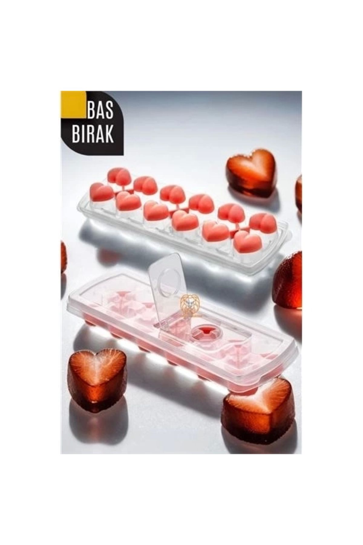 Generic Bas-Bırak Kapaklı Silikon Buz Kalıbı