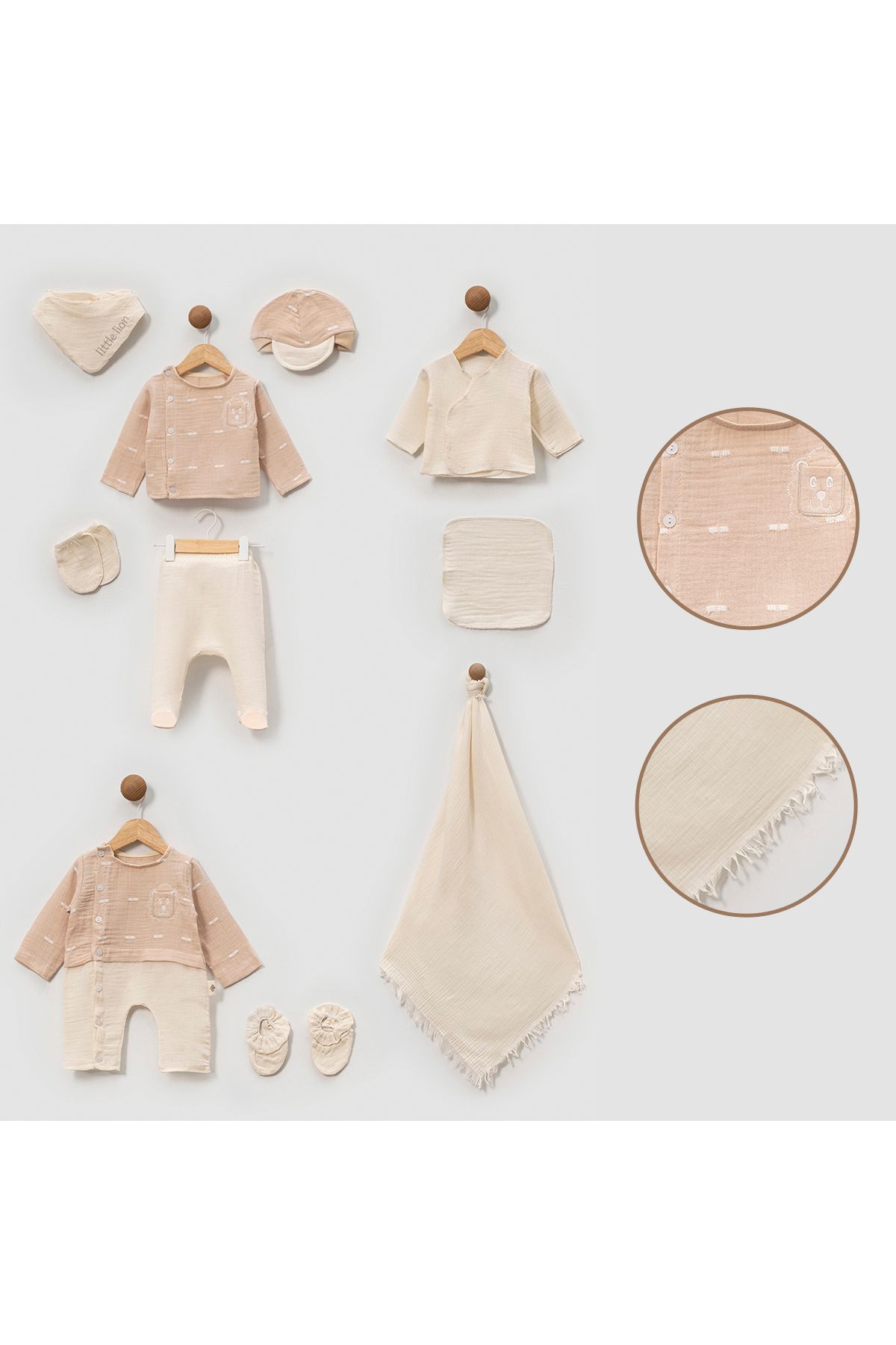 Modonoff BEBLY KIDS ERKEK 0-3 AY LION NAKIŞ MÜSLİN 10LU SET