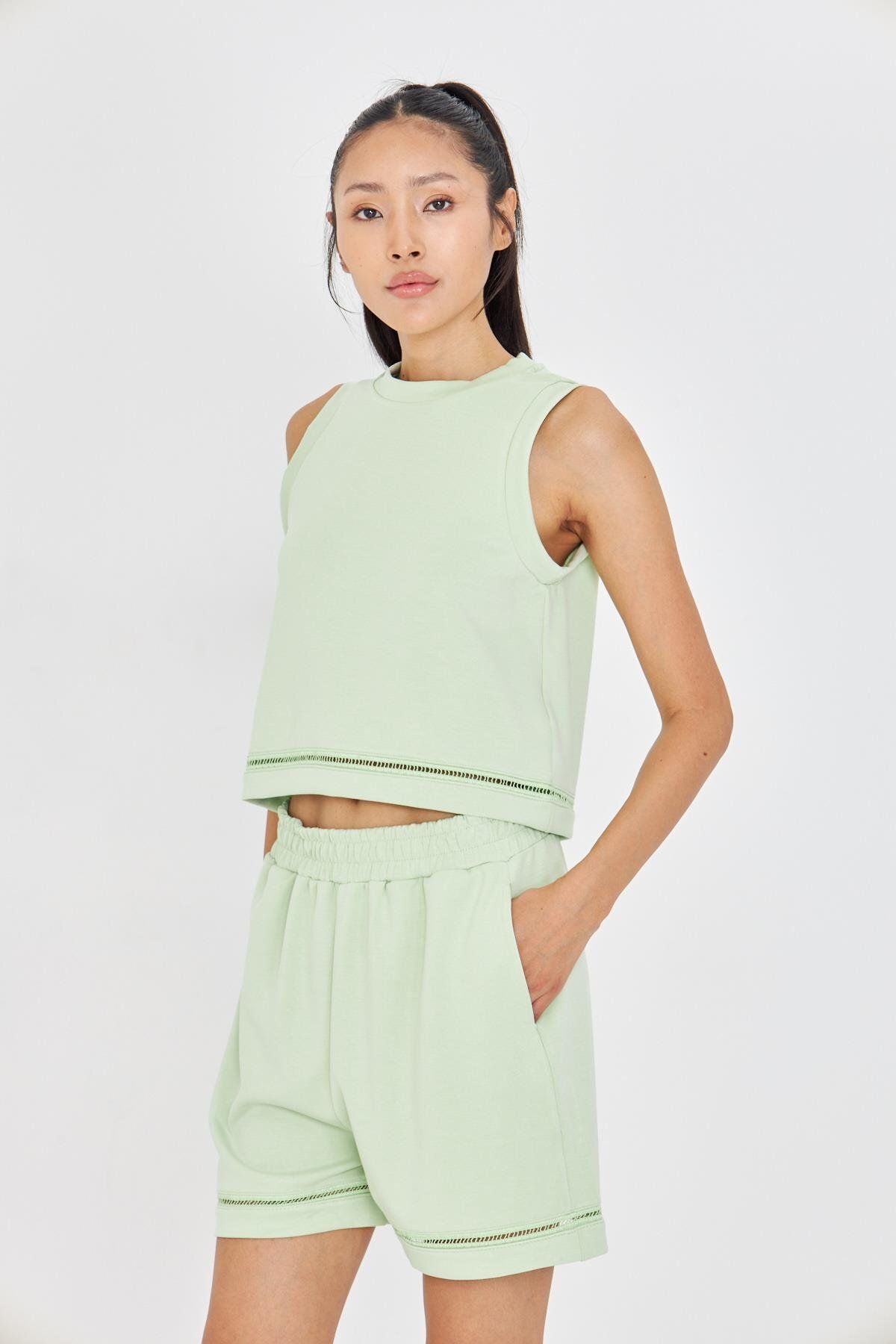 TIFFANY&TOMATO Şerit Detaylı Sıfır Kol Modal T-Shirt