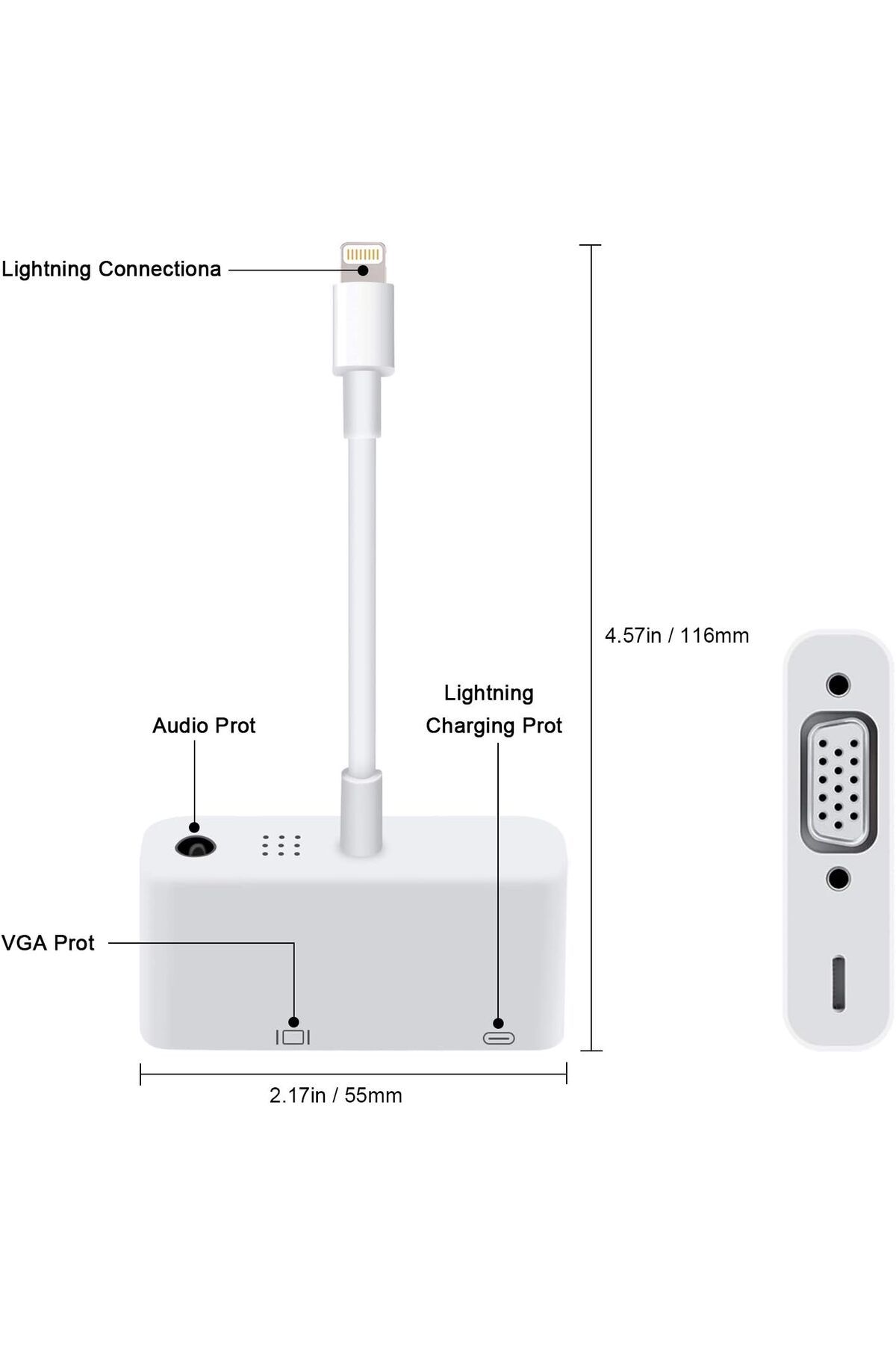 COOYA-Lightning to VGA Adapter,AV Adapter 1080P with Lightning Charging Port for Select iPhone,iPad 4