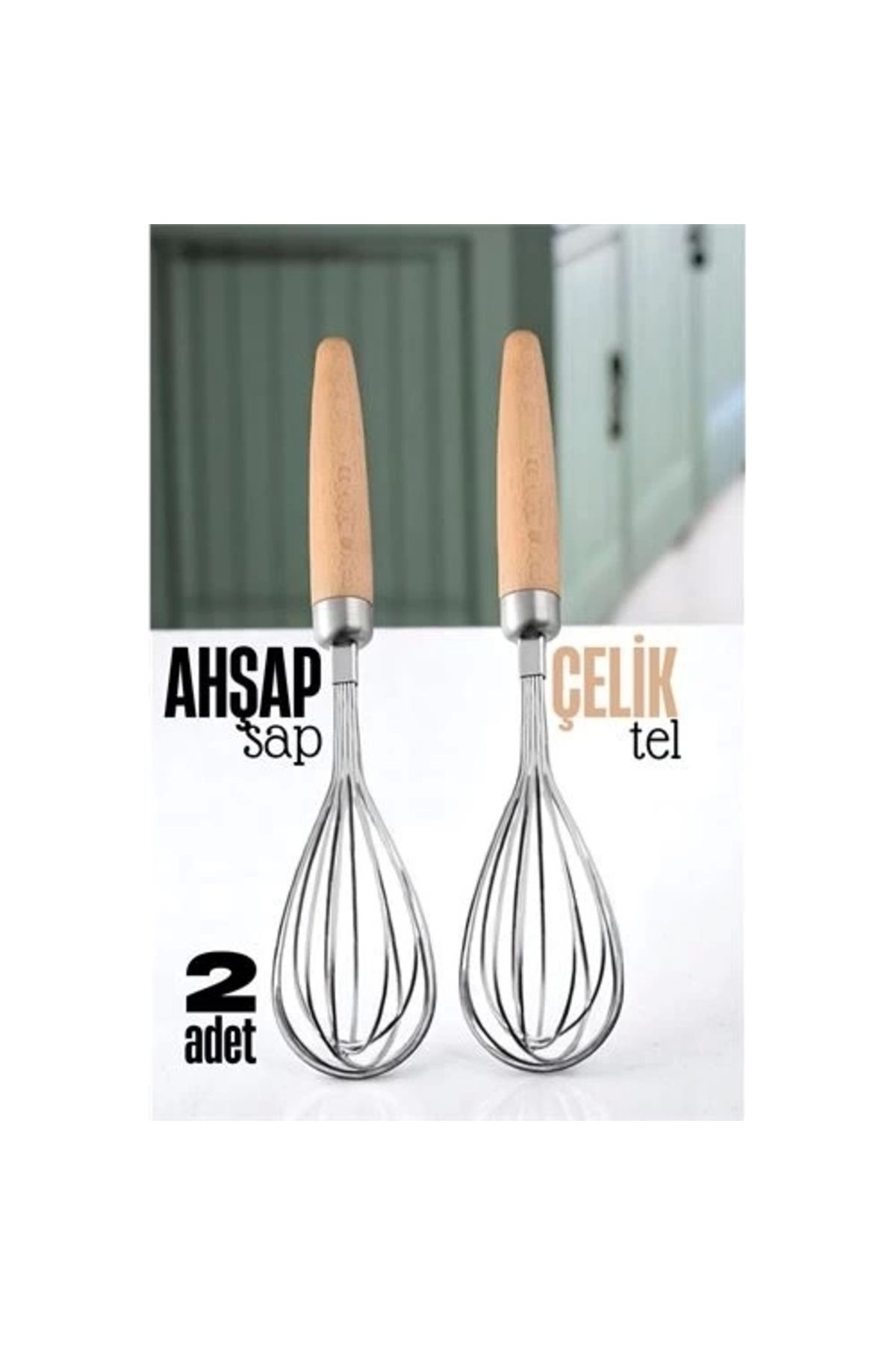 Generic Ahşap Saplı Çelik Çırpıcı - Yumurta ve Sos Çırpıcı, Mutfak Çırpıcısı, Çırpma Teli