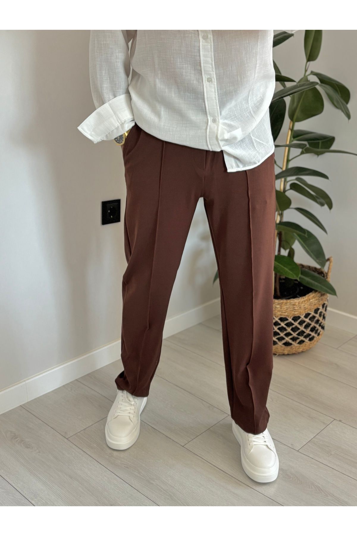 ONUR ERBİL MODA Erkek Müslin Kumaş Bej Rahat Kalıp Gömlek