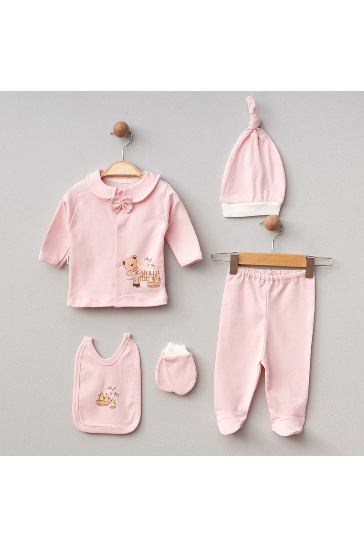 Modonoff Civcivli Ayı 5'li Unisex Hastane Çıkışı Seti 0-3 Ay