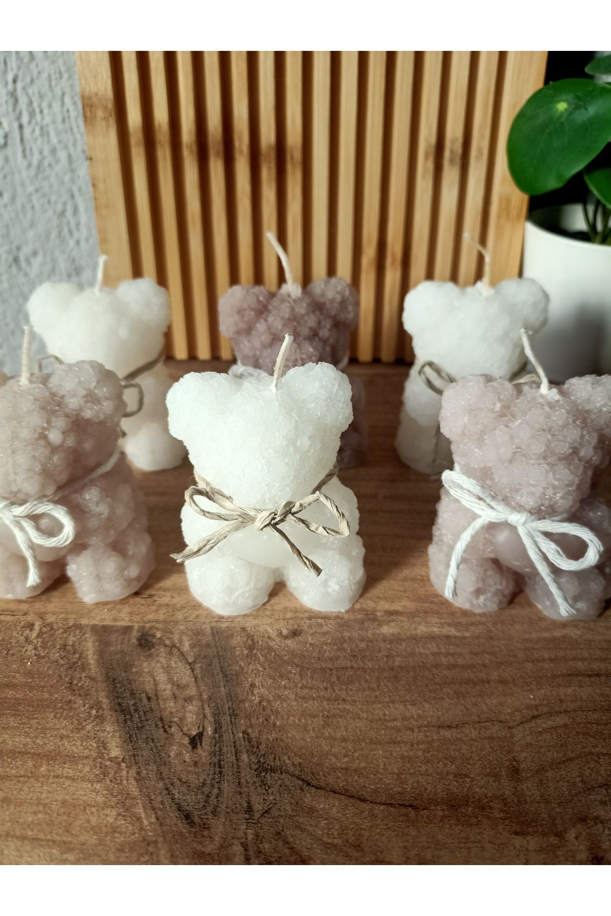 Home 20 Adet Beyaz-Bej Ayıcık Mum