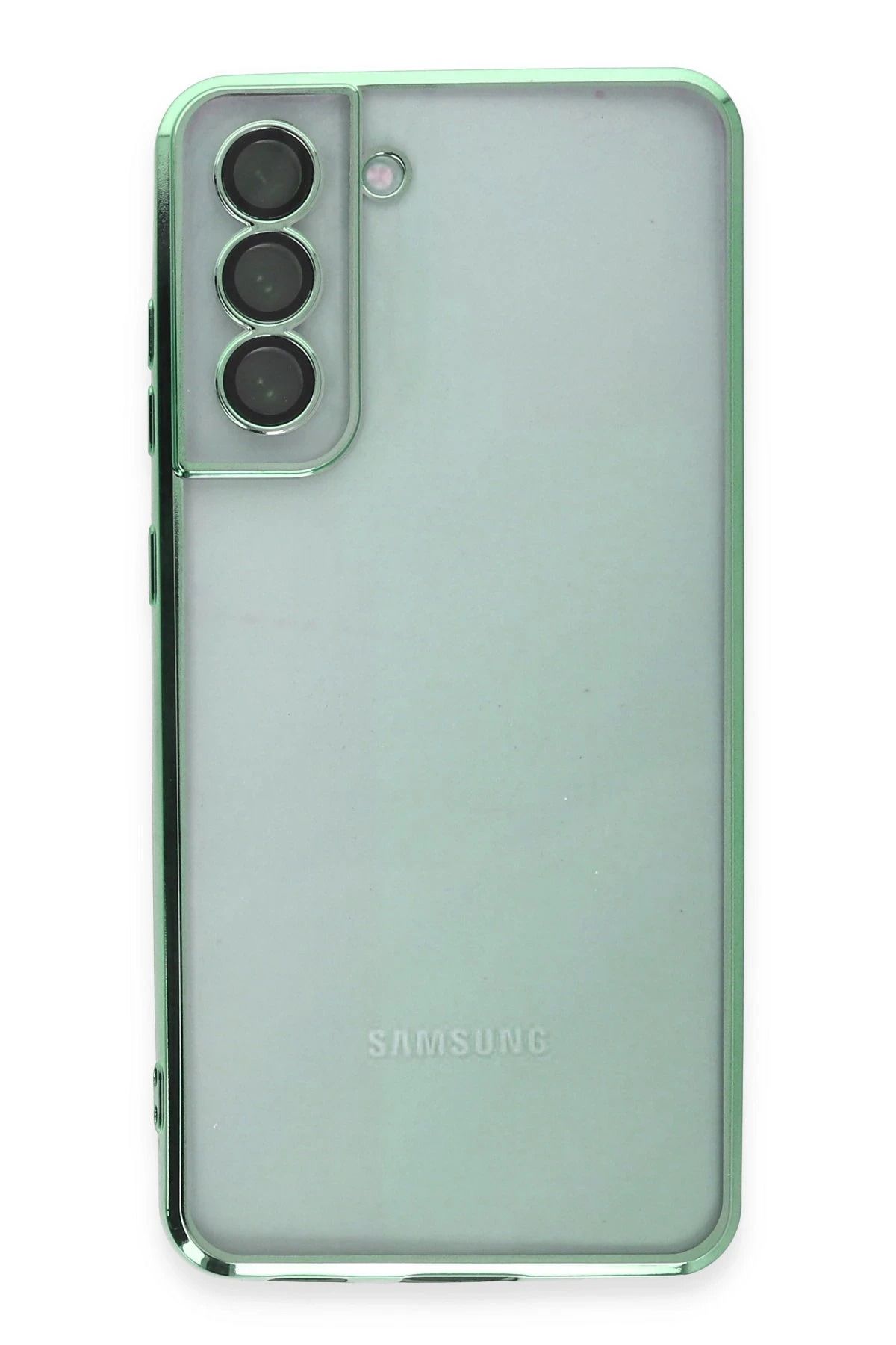 NewFace Samsung Galaxy S21 FE Kılıf Lensli Silikon - Yeşil YNSMR