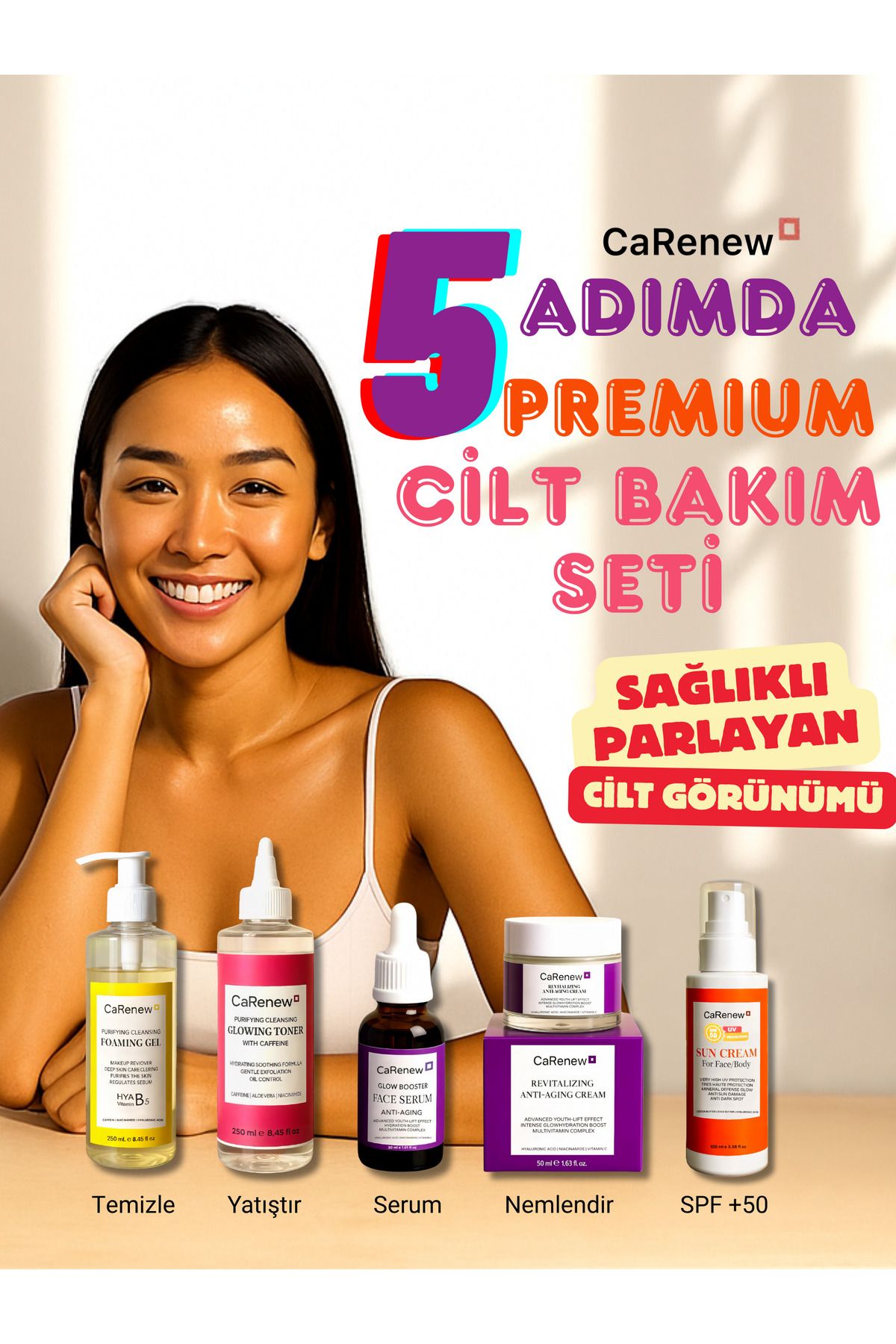 CaRenew 5’li Premium Evde Profesyonel Cilt Bakım Seti