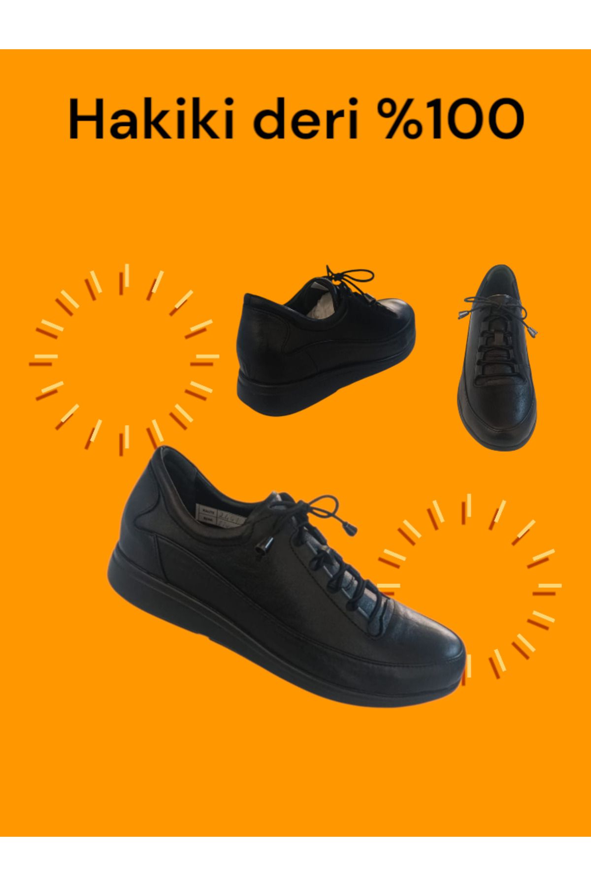 POOMA 2264 Siyah Deri spor ayakkabı
