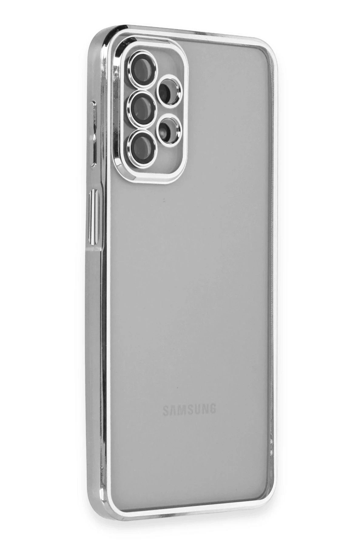 NewFace Samsung Galaxy A23 4G Kılıf Lensli Silikon - Gümüş YNSMR