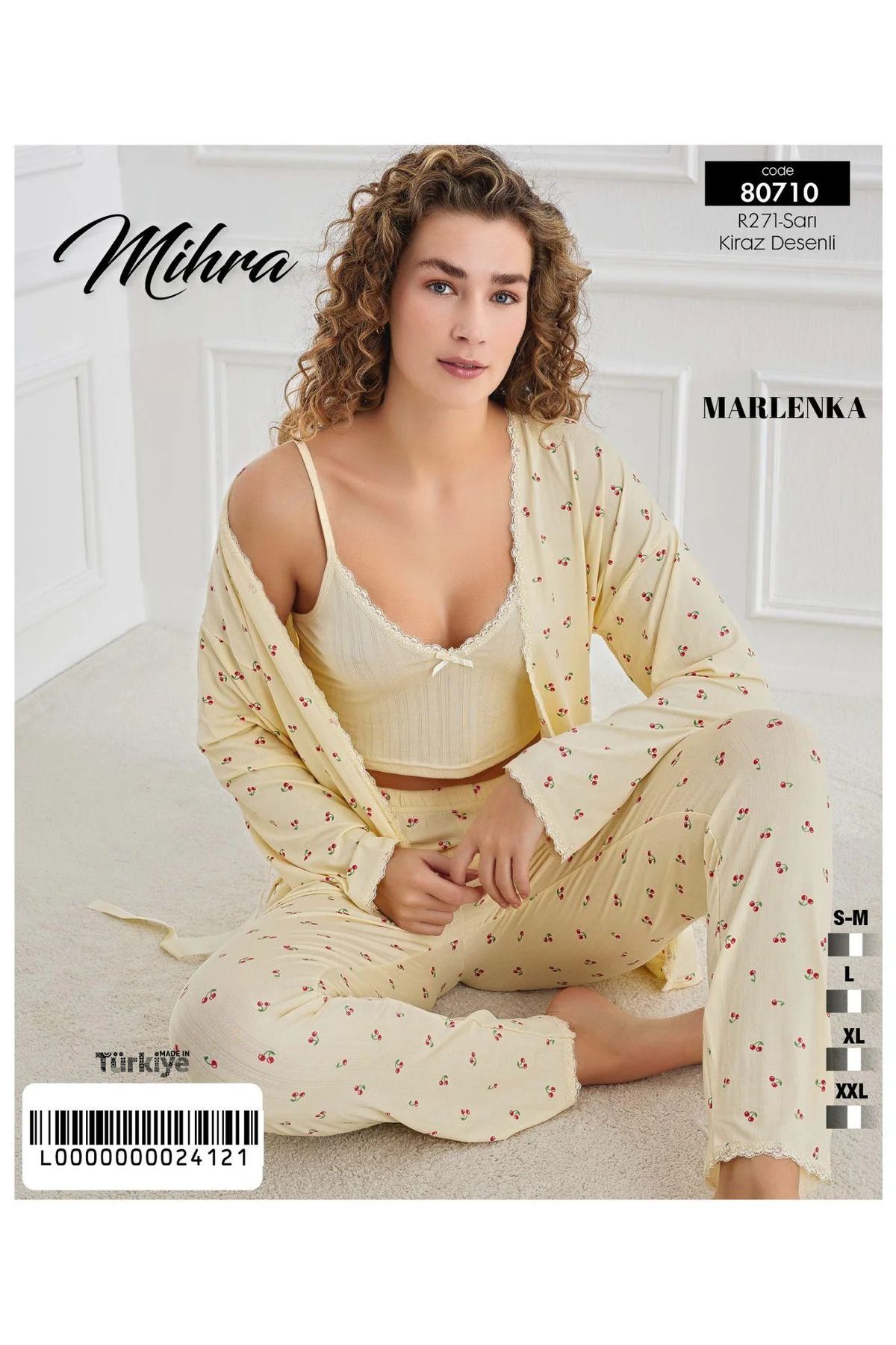 Butik MİHRA 80710 Mihra Sabahlık Kaşkorse Pijama Takımı