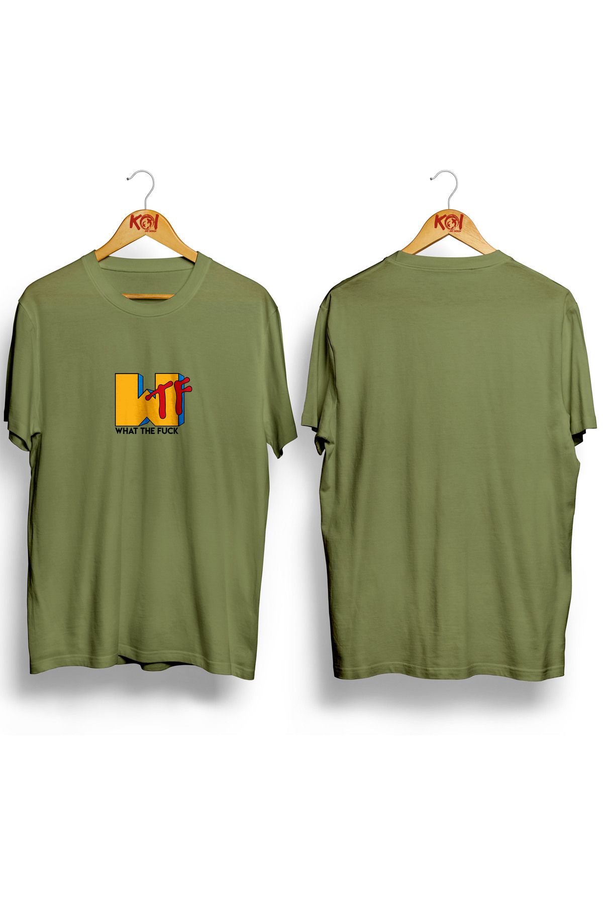 Butik WTF Baskılı / Erkek Haki Yeşil Renk T-Shirt / %100 Pamuk Premium Quality / Regular Fit