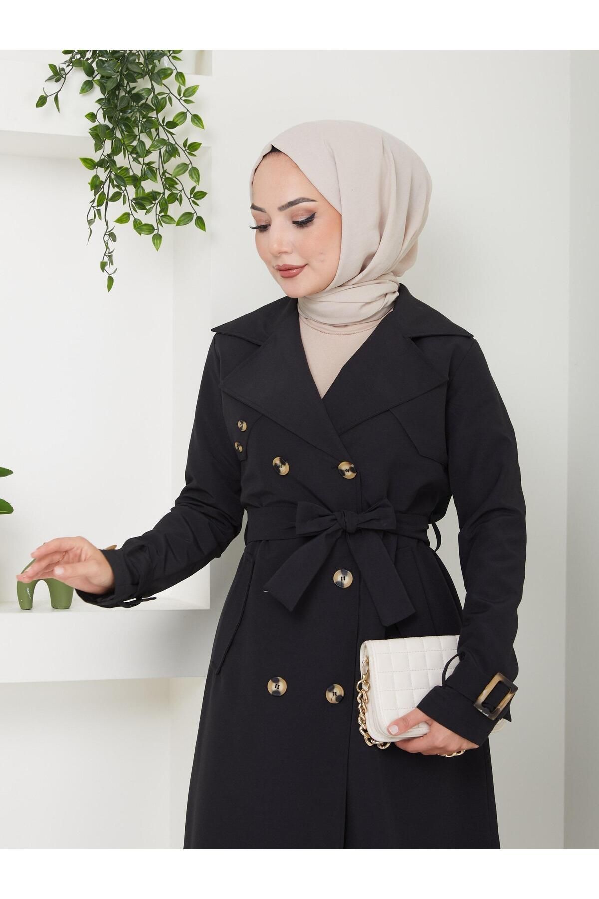 ULUEL STORE Sırt Zincir Detaylı Trençkot
