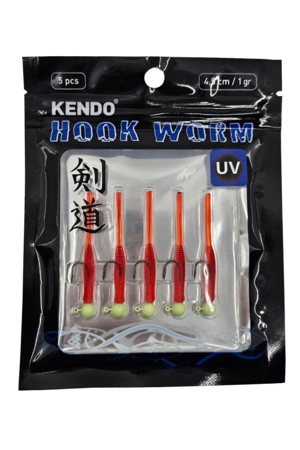 Kendo Hook Worm Jighead+Lrf Silikonu 1gr+4.5cm 5 Adet
