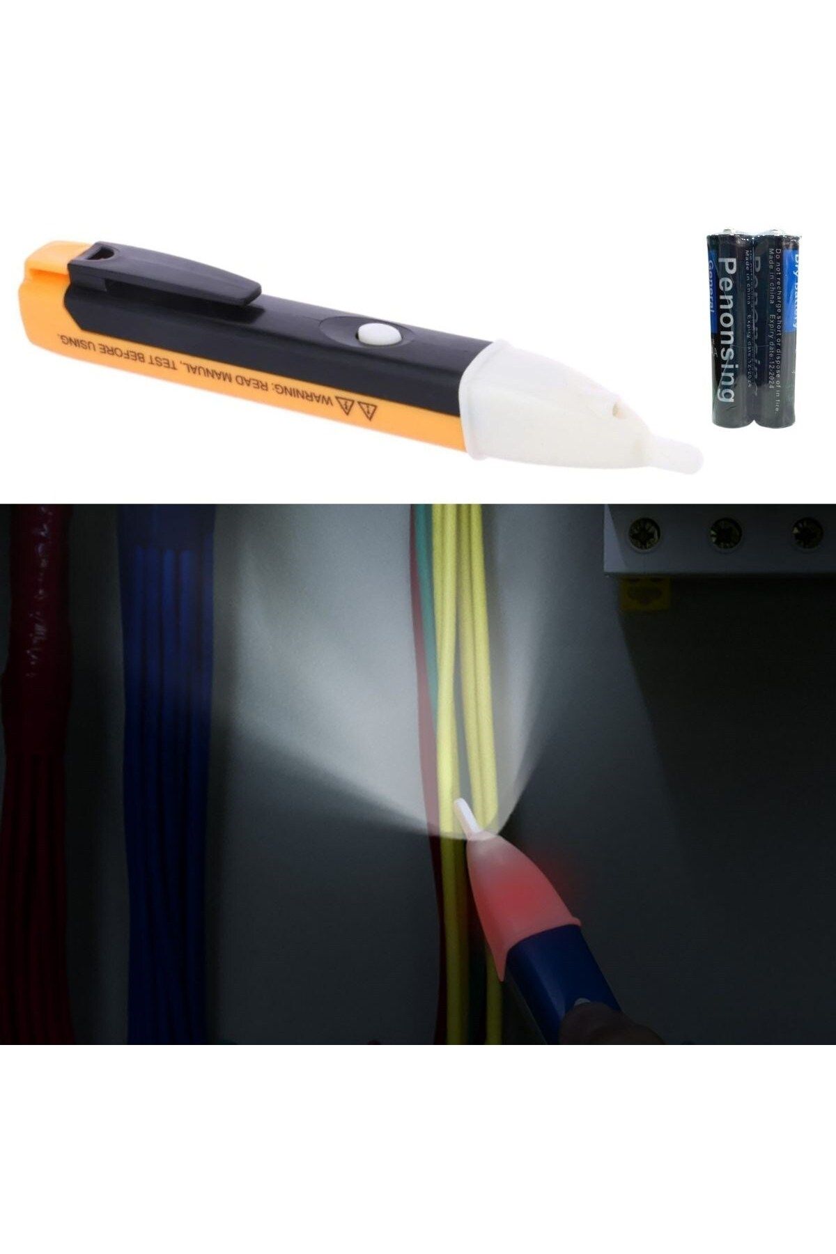 Angel Of Life Elektrik Dijital Kontrol Kalemi Cihazı -Dedektörlü Temassız Işıklı Kablo Voltaj Test
