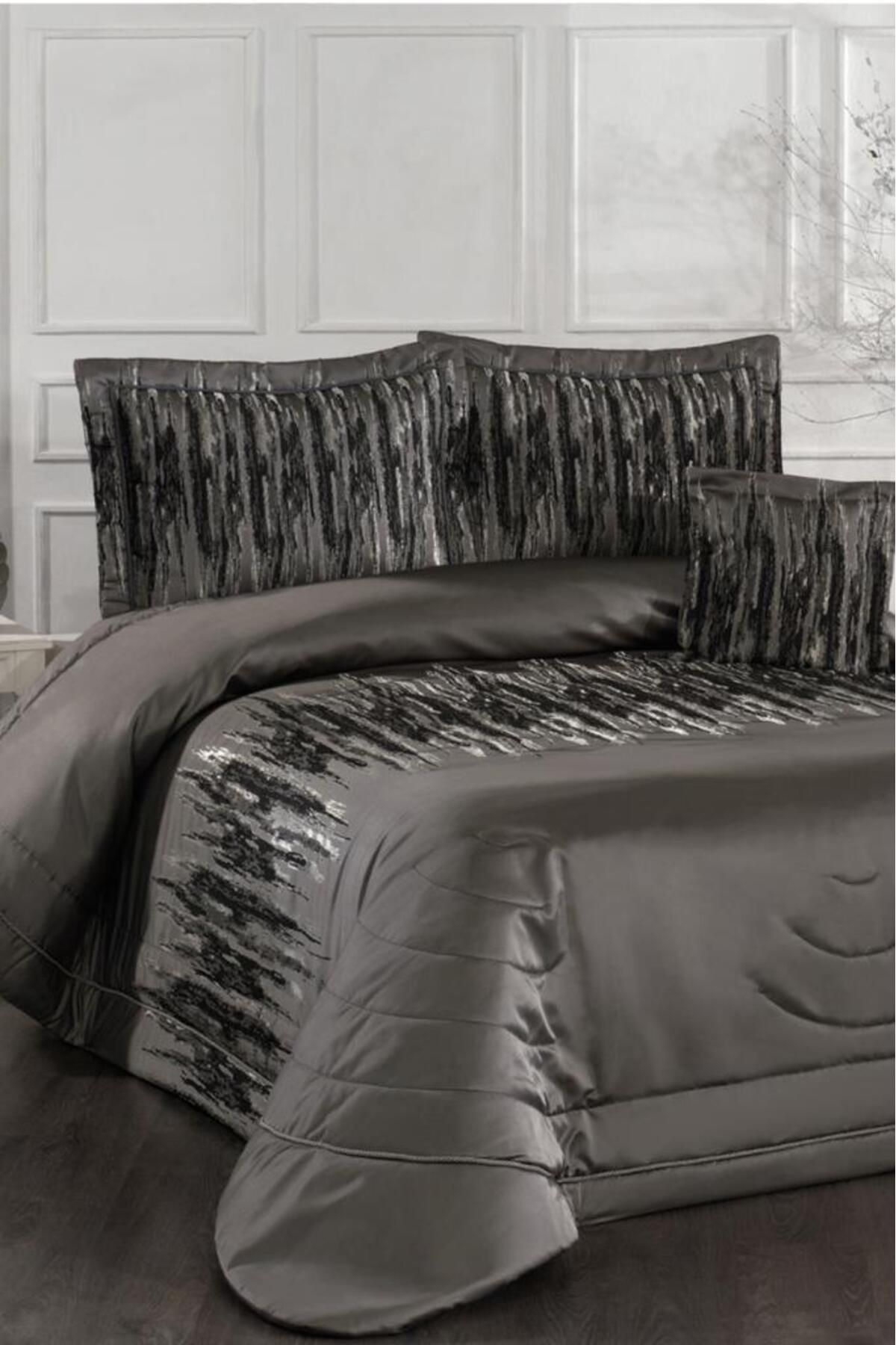 Çeyiz Diyarı Reyes Elyaf Dolgulu Çift Kişilik 250x255 Cm Yatak Örtüsü Haki