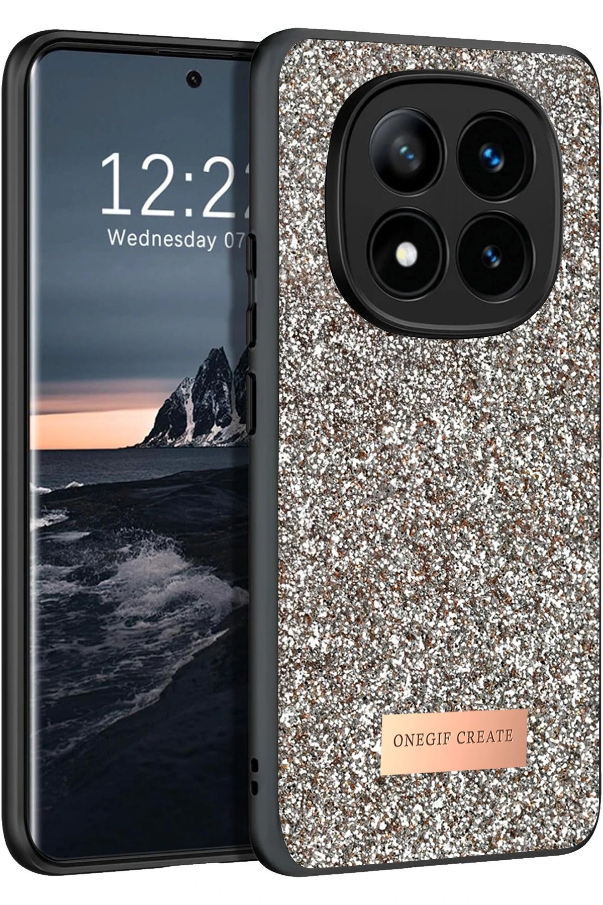 ONEGIF Xiaomi Redmi Note 14 Pro 4G Bright Simli Kapak - Gold YNSMR