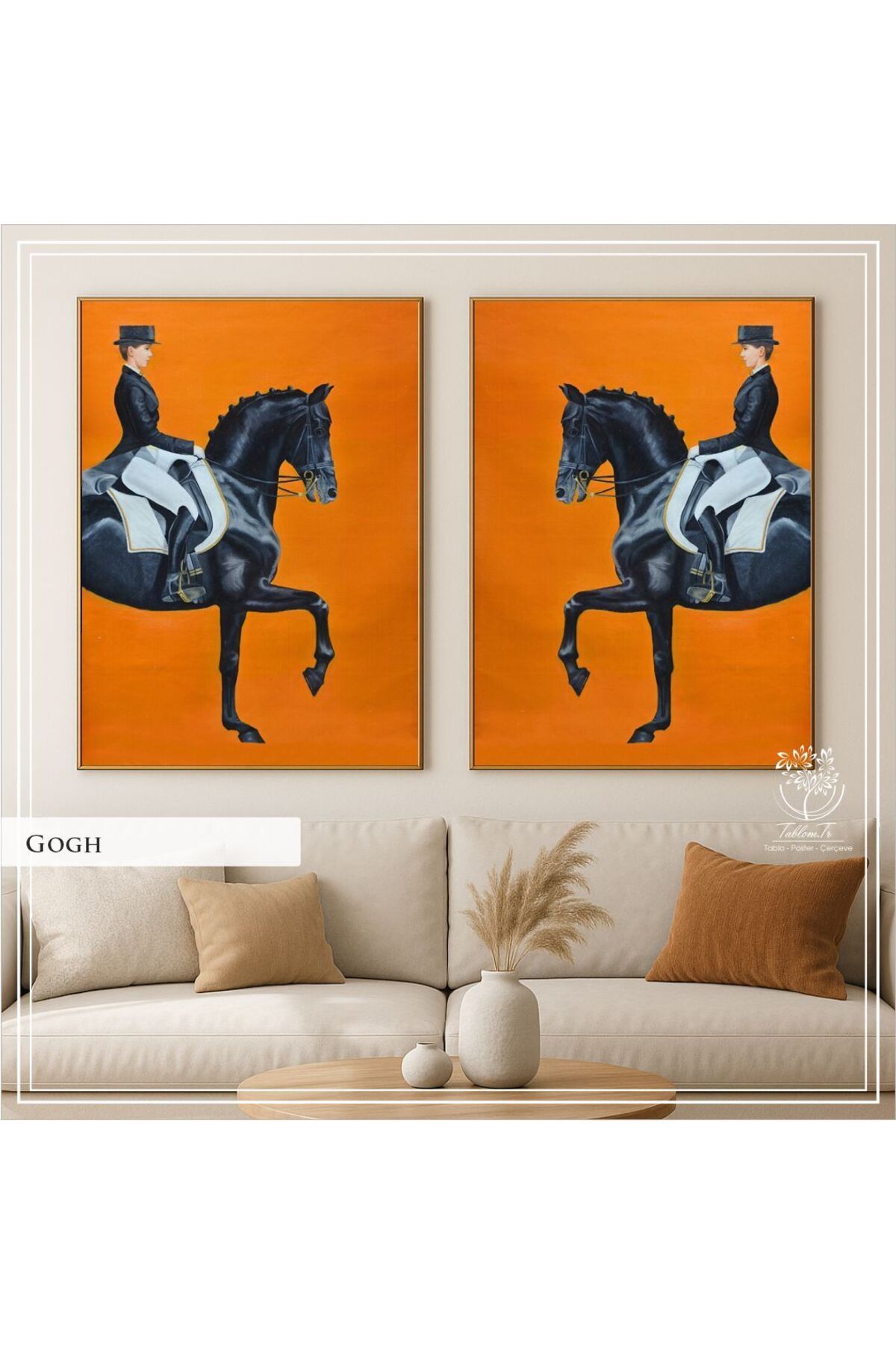 Tablomtr Dijital Baskılı Metal Çerçeveli Camlı 2'li Dekoratif Tablo Seti - Gogh