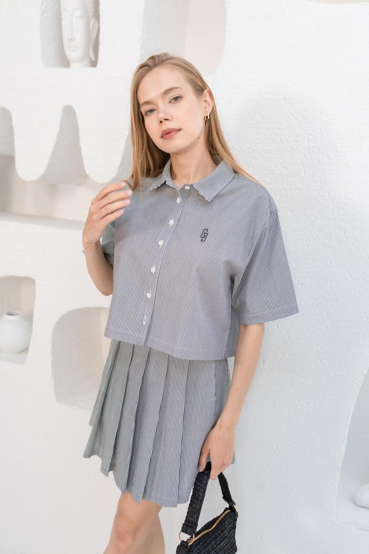 Re-SIS Çizgili Relaxed Fit Dokuma Gömlek