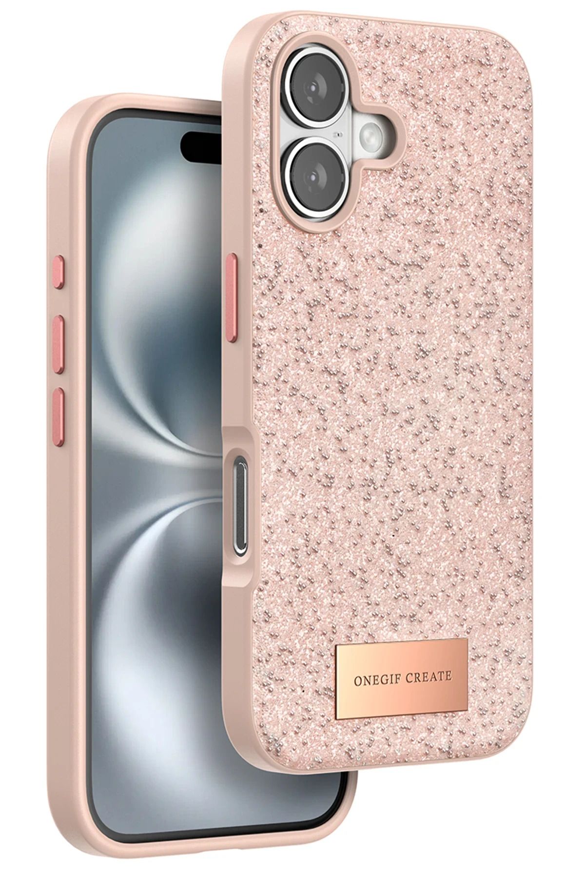 ONEGIF iPhone 16 Bright Simli Kapak - Pembe YNSMR