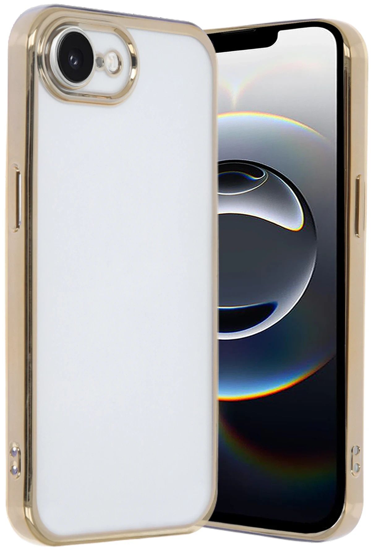 NewFace iPhone 16E Kılıf Lensli Silikon - Gold YNSMR
