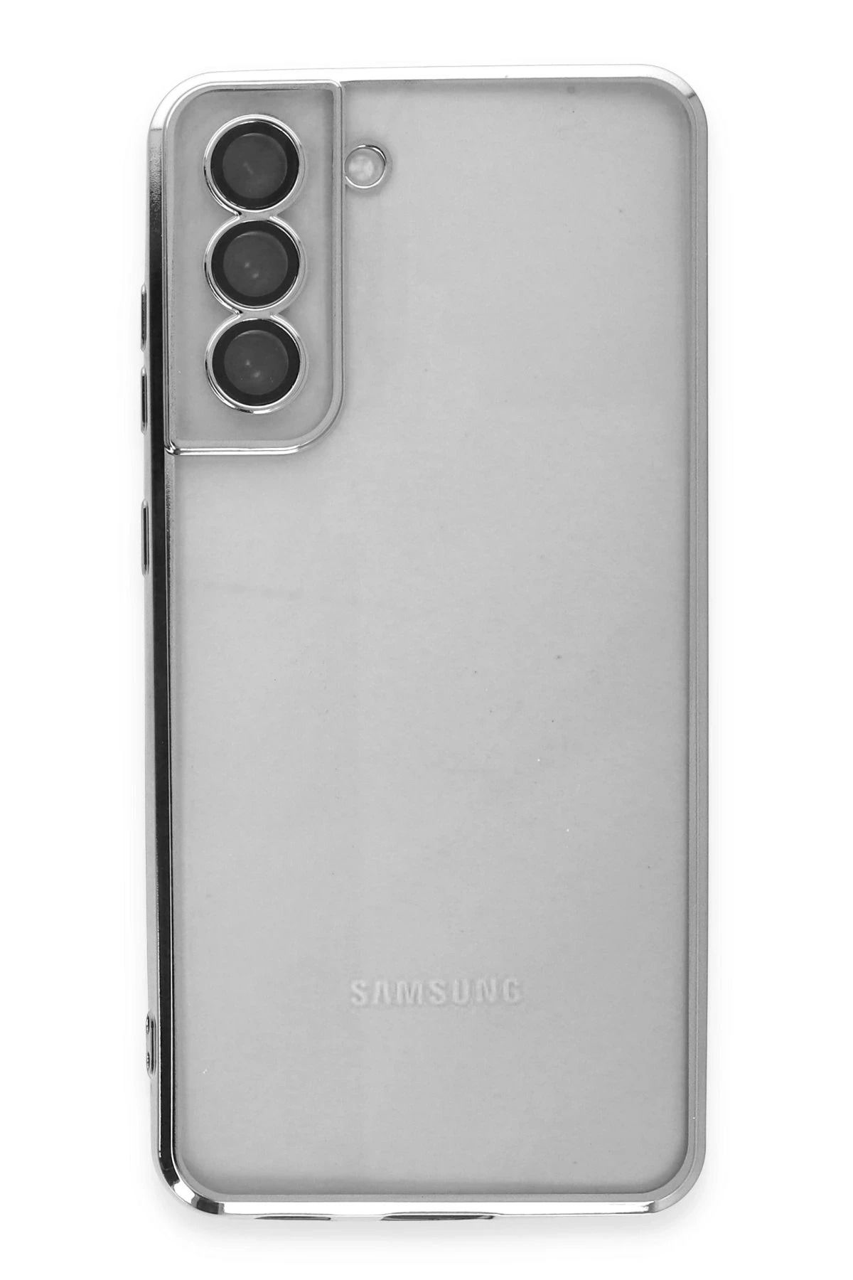 NewFace Samsung Galaxy S21 FE Kılıf Lensli Silikon - Gümüş YNSMR