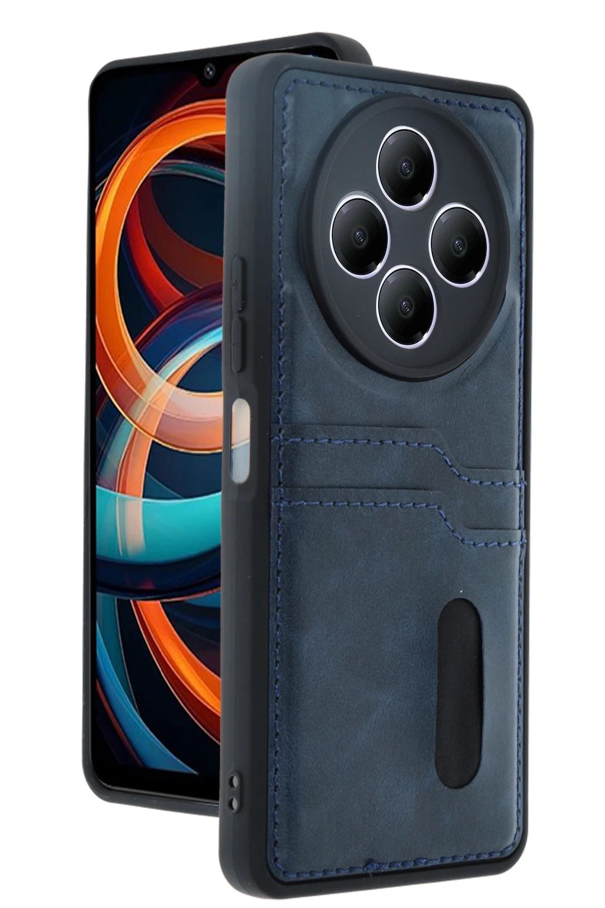NewFace Xiaomi Redmi 14C Kılıf Sara Kartvizitli Deri Kılıf - Lacivert YNSMR