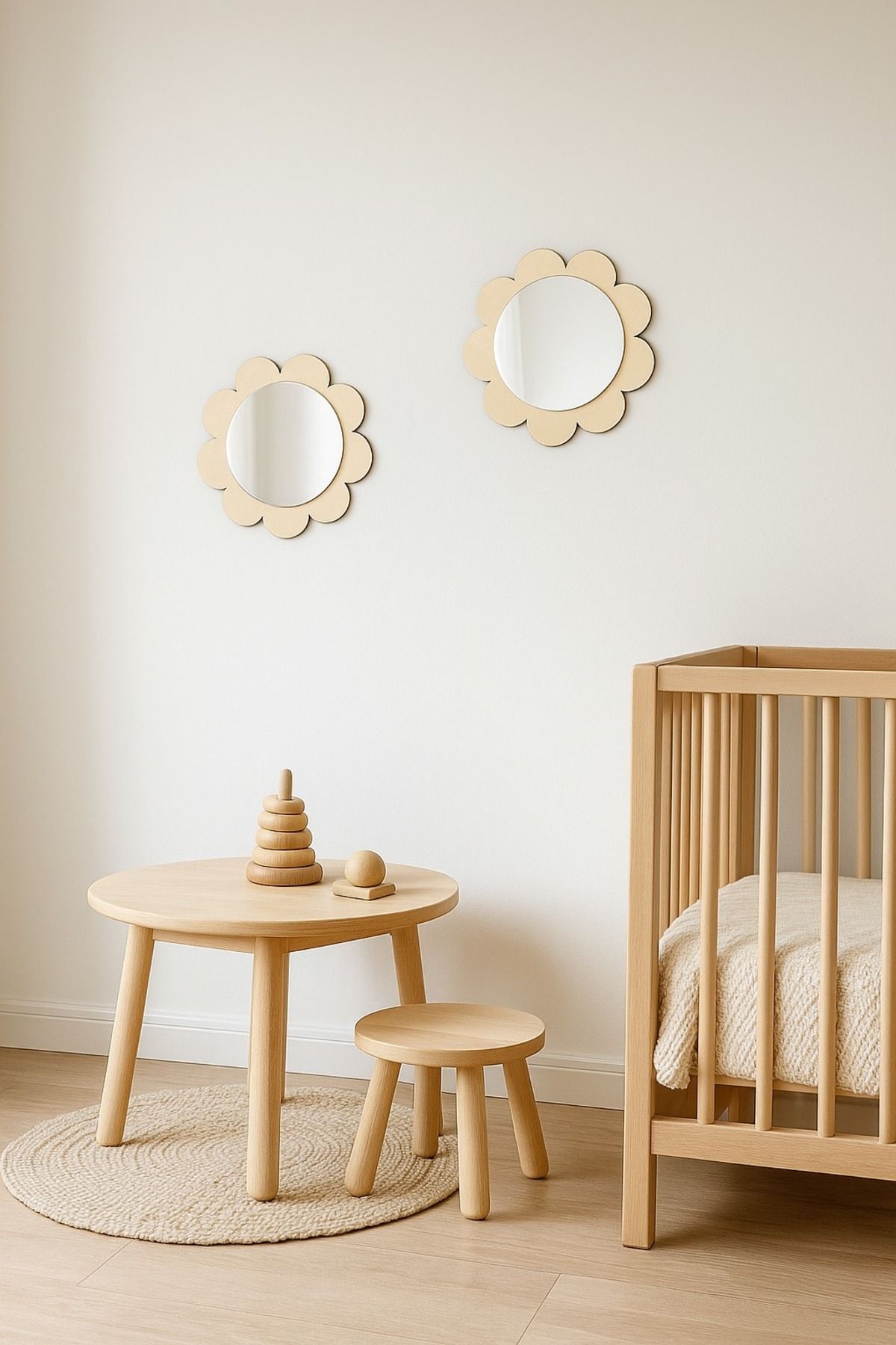 BebisStore Bebek ve Çocuk Odası Dekorasyon Ayna - Çiçek (Kırılmaz Pleksi Ayna) 22*22 cm