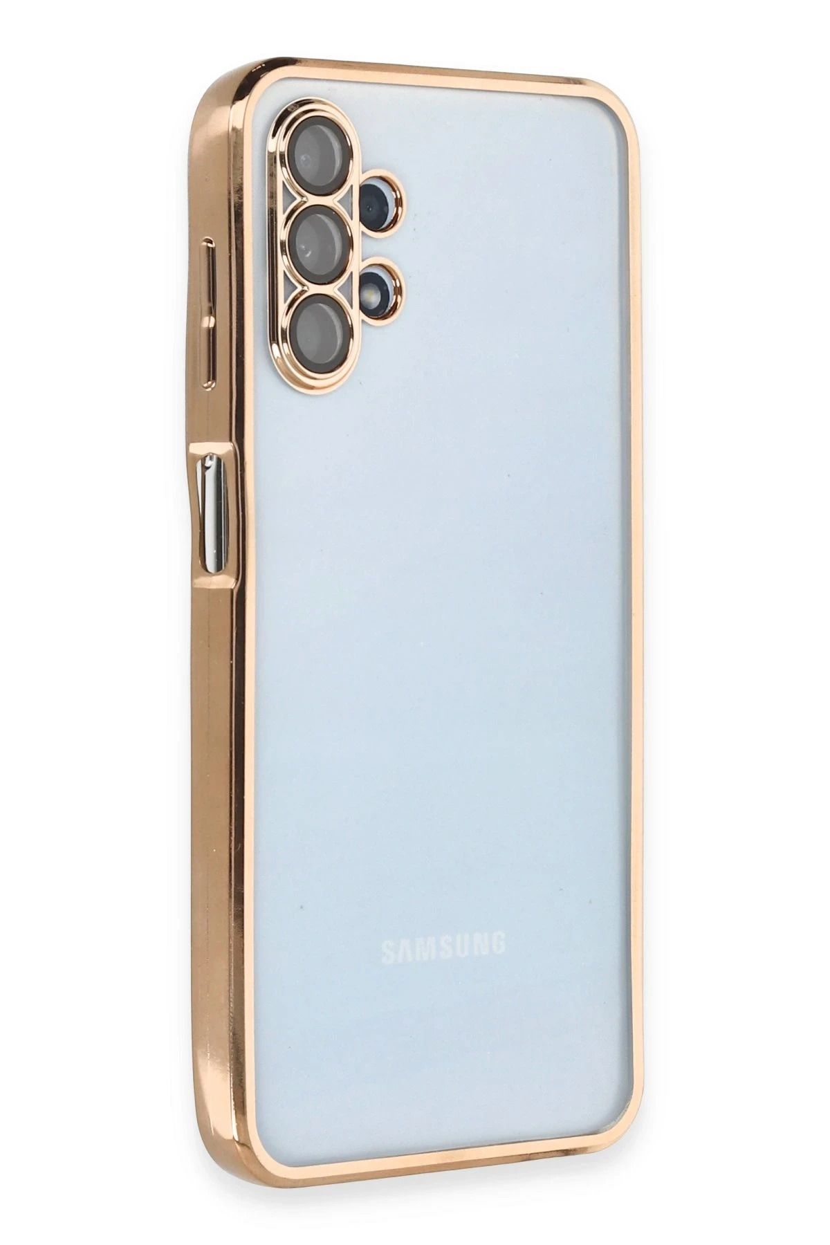 NewFace Samsung Galaxy A13 4G Kılıf Lensli Silikon - Gold YNSMR