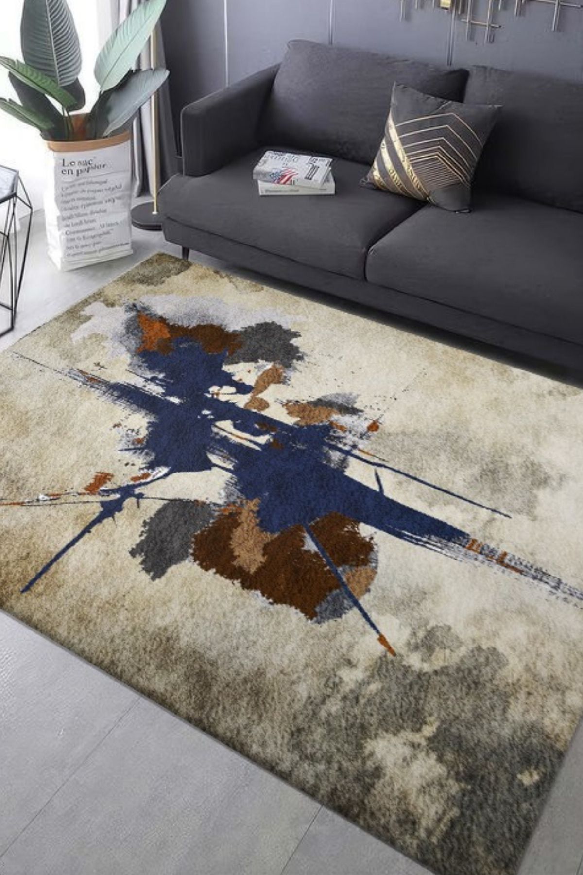 DERAS HOME Dijital Baskı Yıkanabilir Kaymaz Taban Salon Halısı Yolluk
