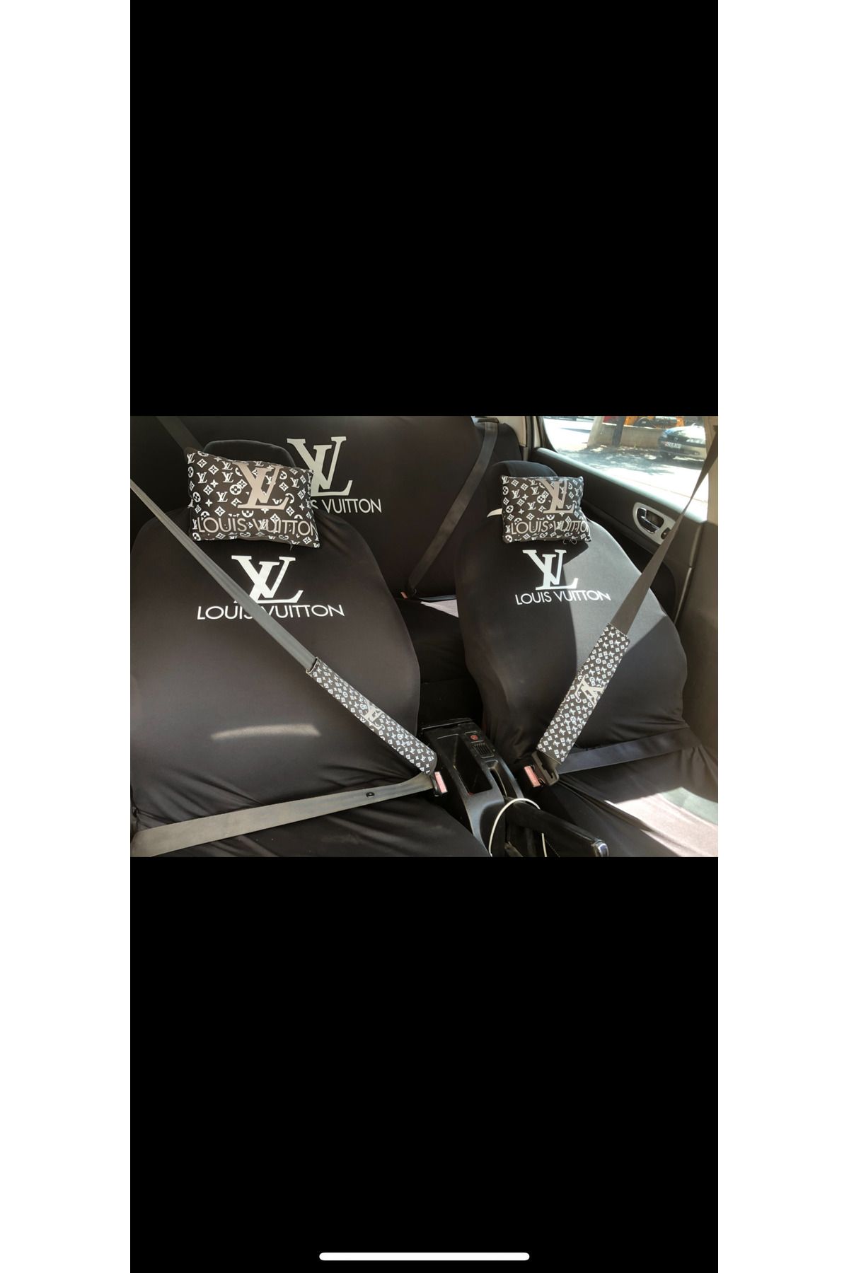 Home A Kalite Louis Vuitton Koltuk Kılıfı & Emniyet Kemer Pedi & Boyun Yastığı Set