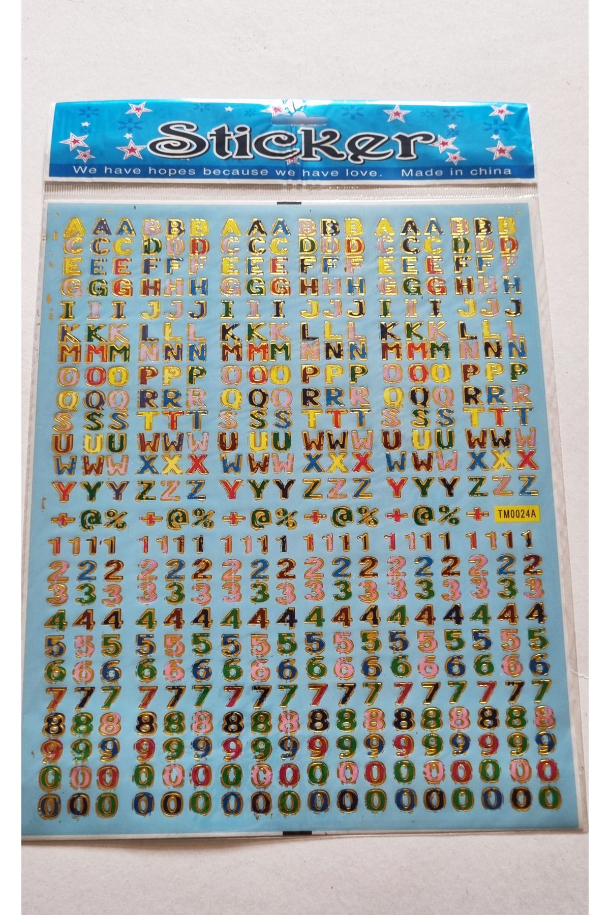 Modellino 2 Adet A4 Büyük Boy Harfler Rakamlar Yapıştırma Sticker Altın Yaldız Çerçeveli Yapıştır Etiket