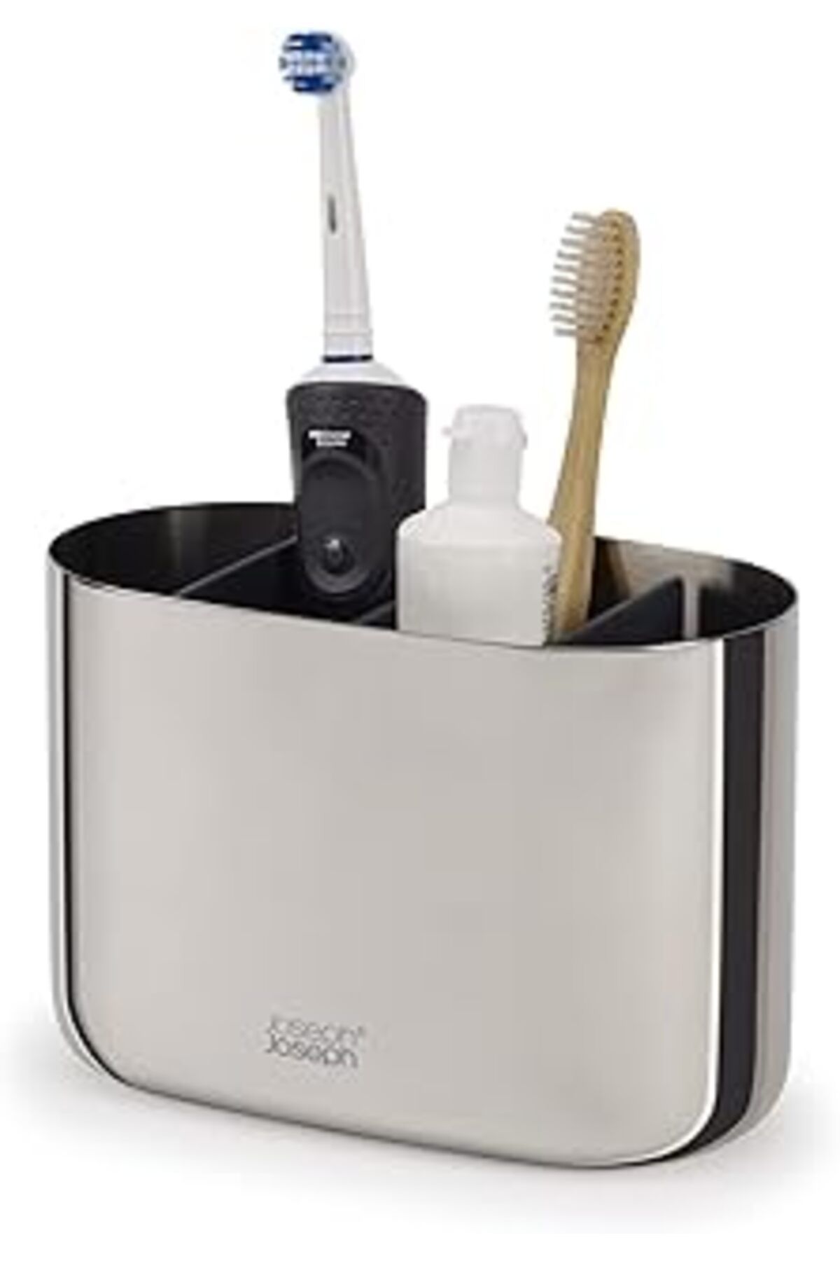 TBSProjects Joseph Joseph Easystore - Lüks Paslanmaz Çelik Diş Fırçası Tutucu Caddy Banyo Depolama, Büyük Çelik