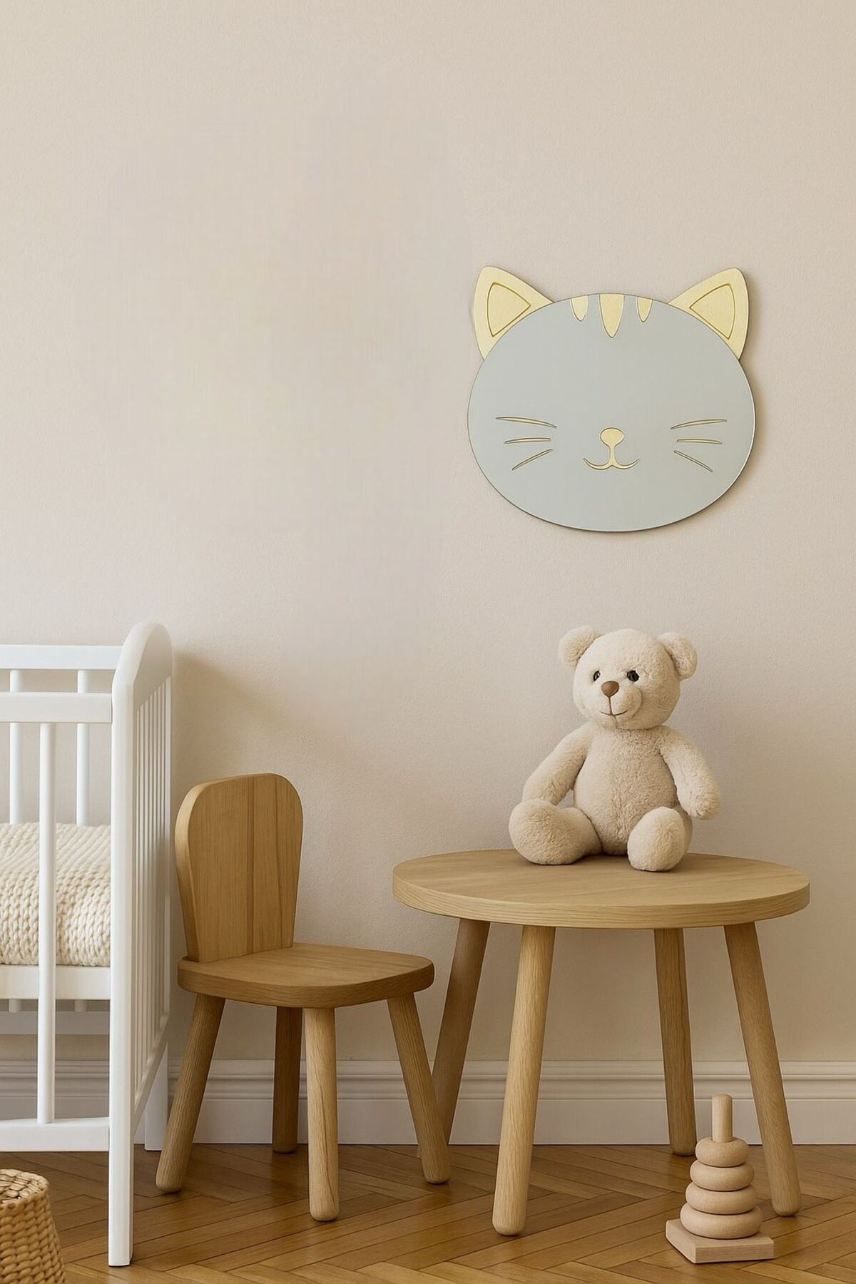 BebisStore Bebek ve Çocuk Odası Dekorasyon Ayna - Kedi (Kırılmaz Pleksi Ayna) 22*22 cm
