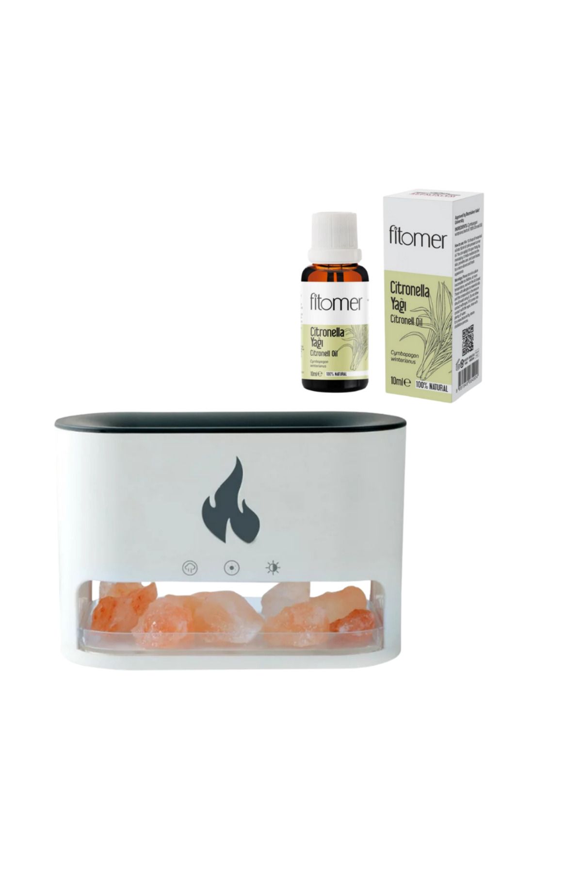 Fitomer Yaz Ferahlığı Seti – Citronella Yağı + Kaya Tuzlu Difüzör Beyaz 250 ml