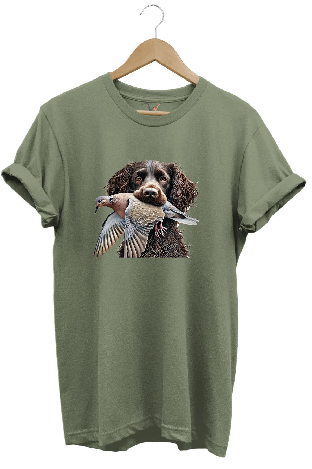 WİDİ Avcılık Hunter Üveyik Kuşu ve Avcı Boykin Köpeği Tasarım Baskılı %100 Pamuk Regular Fit T-shirt