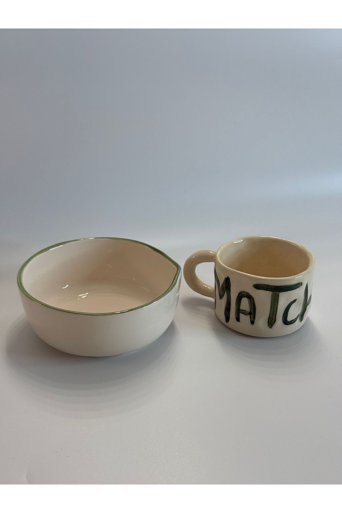 Most Home Matcha Çizgi Kupa + Kase Seramik Seti