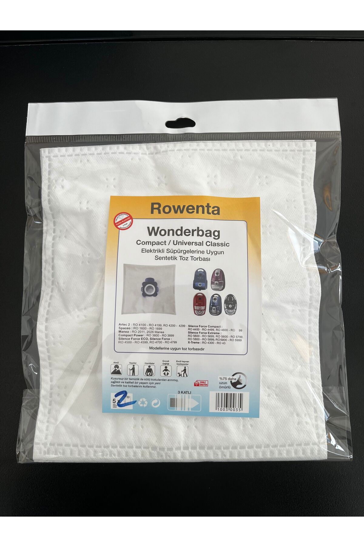 MAPABEK 5 Adet Wonderbag Compact/Universal Classic Elektrikli Süpürge Sentetik Toz TorbasI