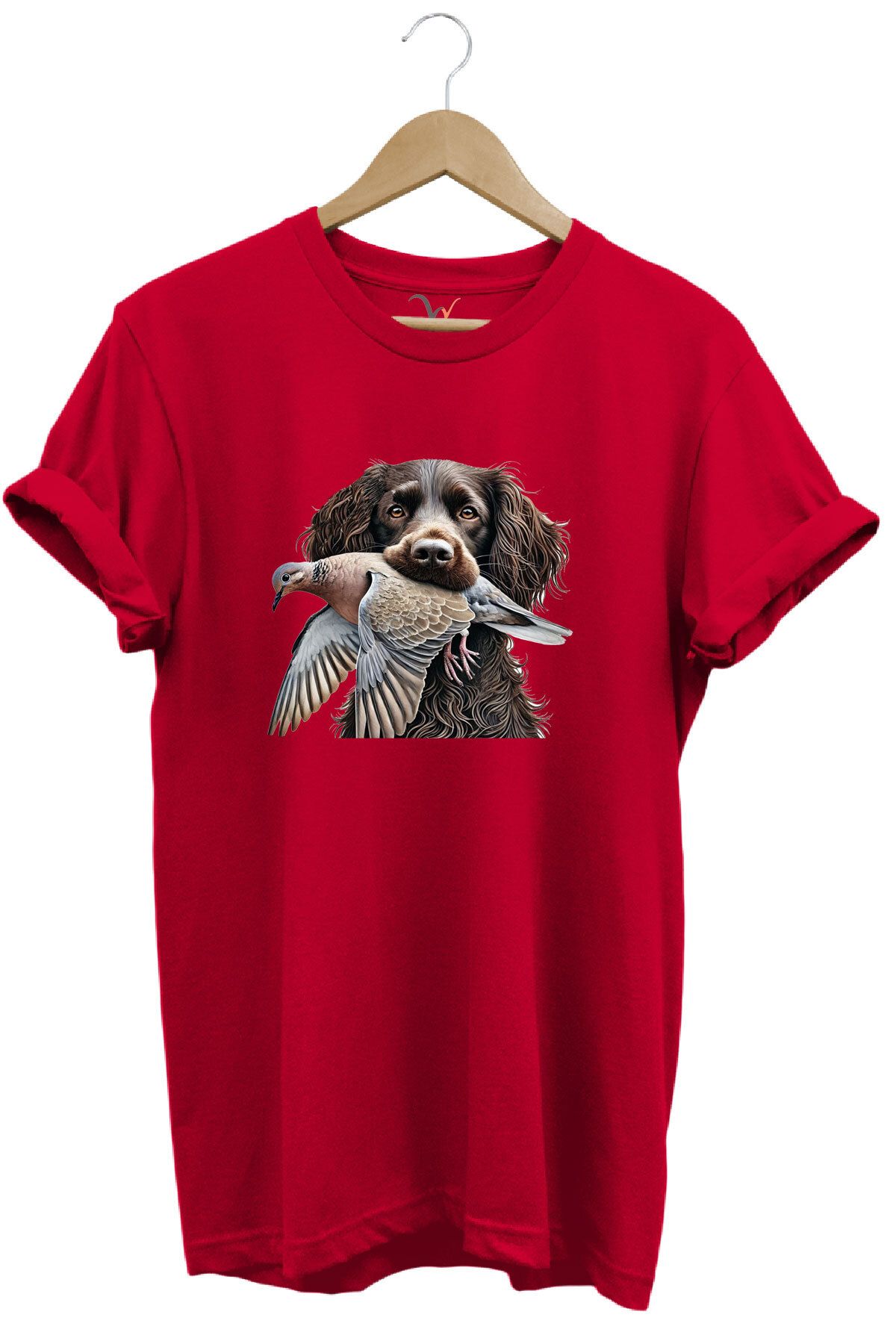 WİDİ Avcılık Hunter Üveyik Kuşu ve Avcı Boykin Köpeği Tasarım Baskılı %100 Pamuk Regular Fit T-shirt