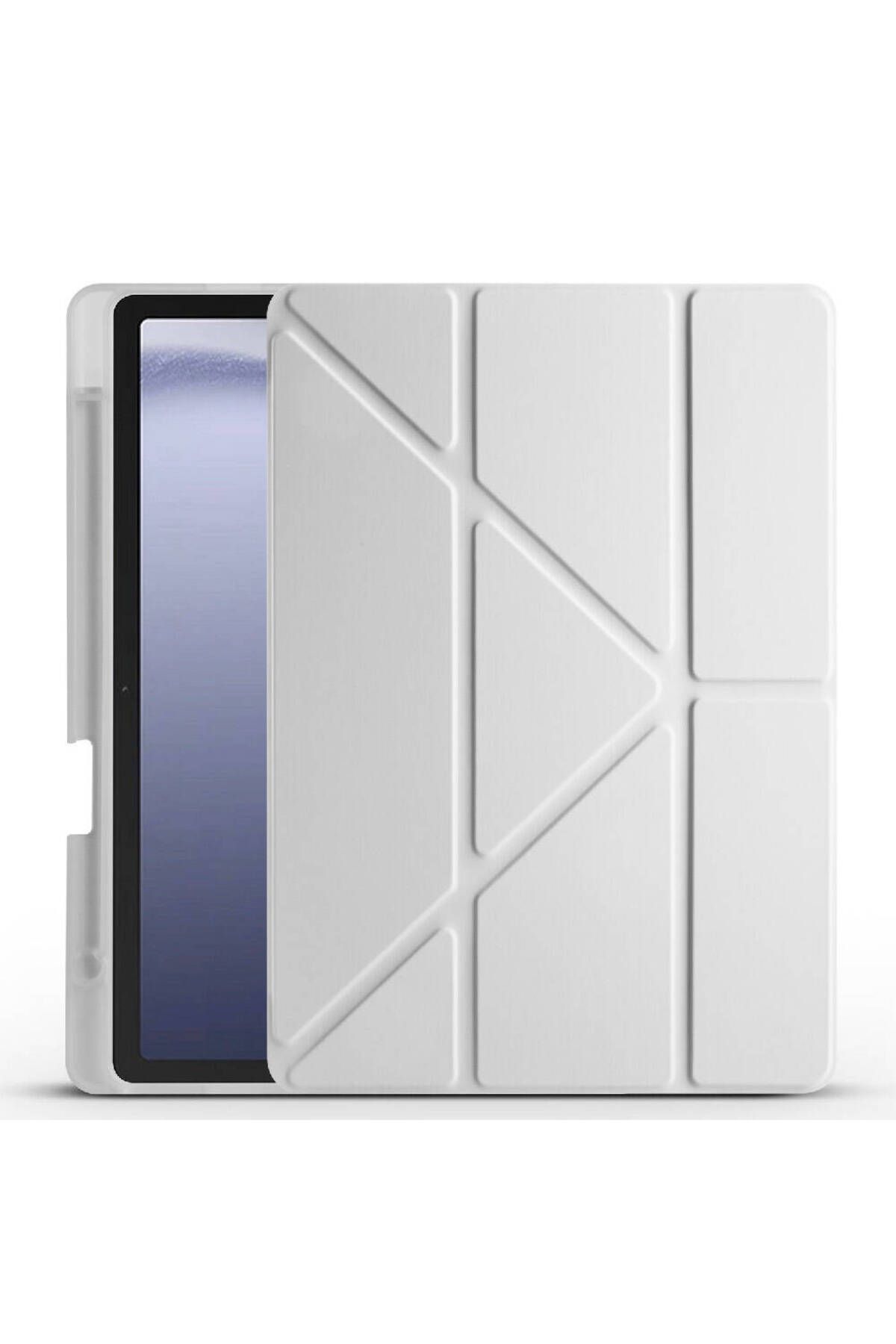 Tılsım Tekno Galaxy Tab A9 Kılıf Uyumlu TSTK Tri Folding Kalem Bölmeli Standlı Kılıf-Gri