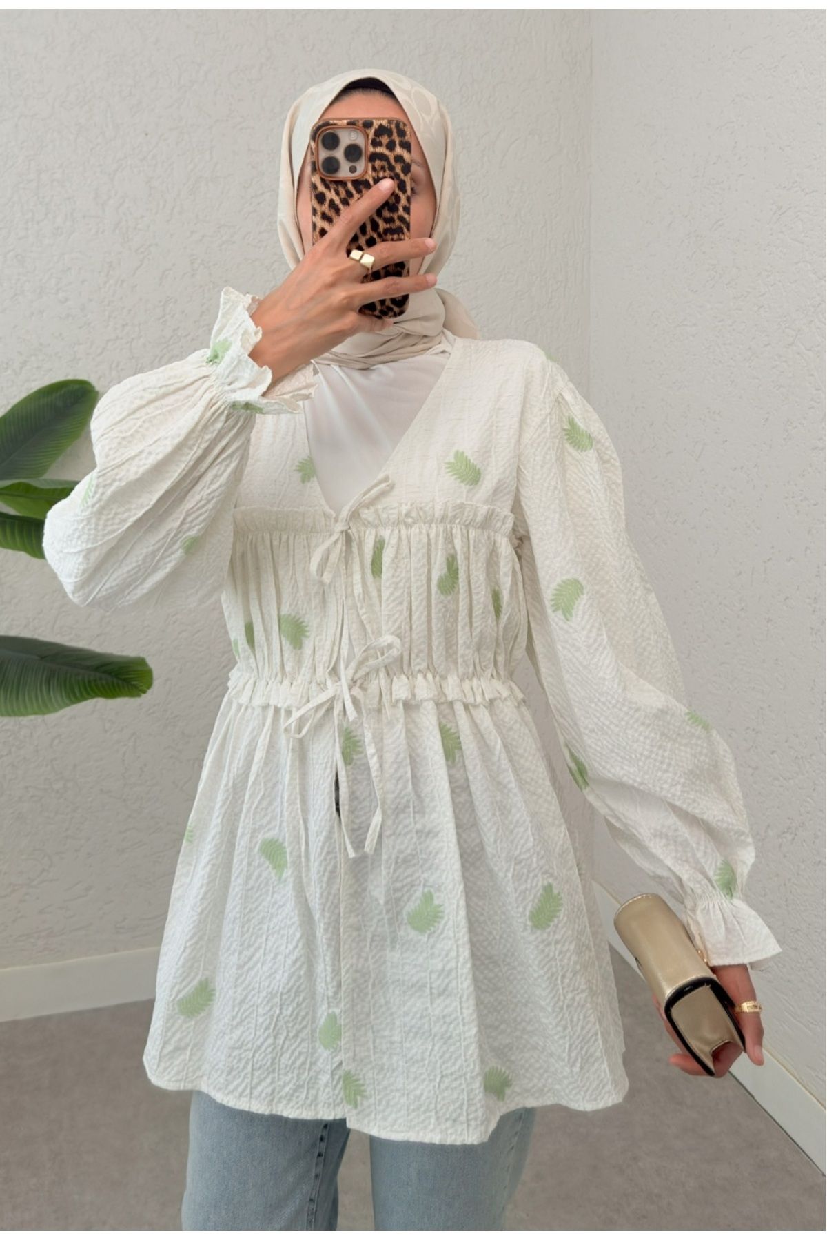 HOCHMODE PALMİYE DESENLİ KİMONO