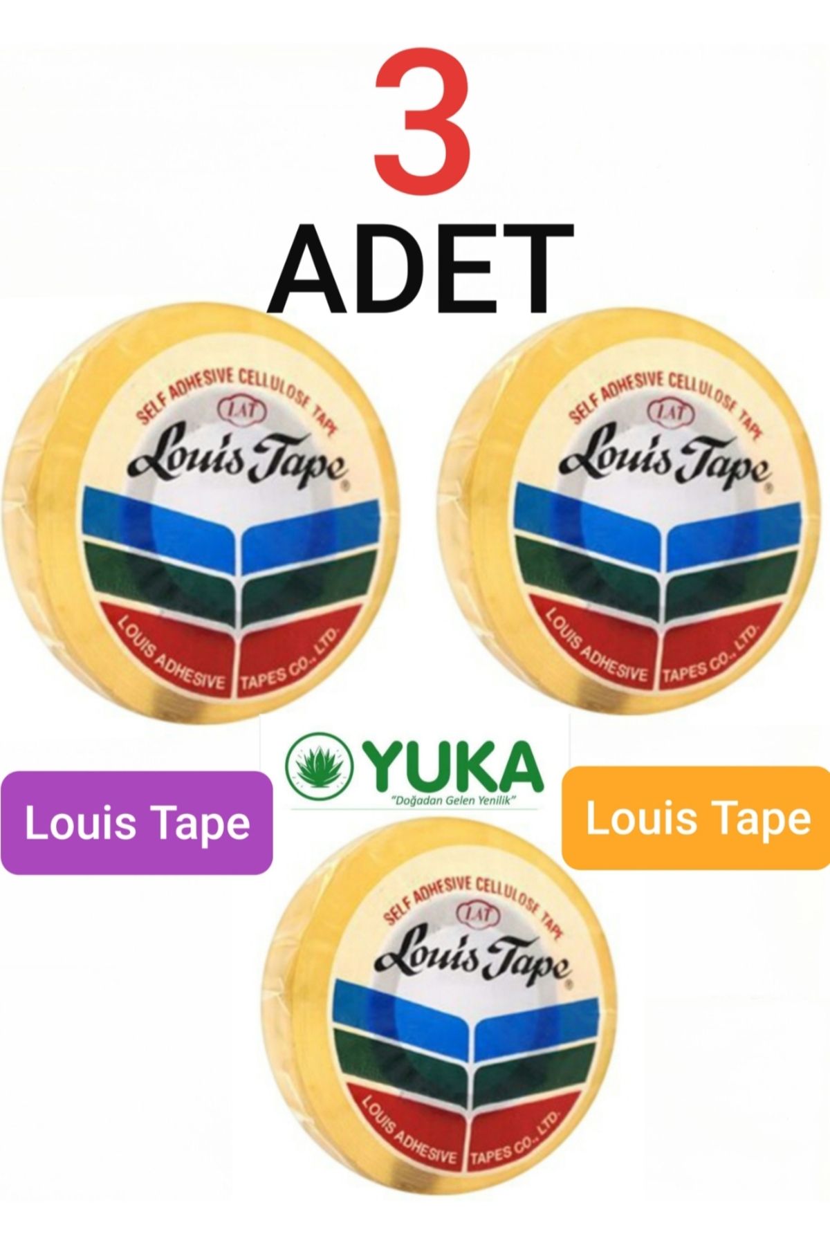Yuka Louis Tape Selefon Bant 3 Adet 12 Mm X 33 Mt