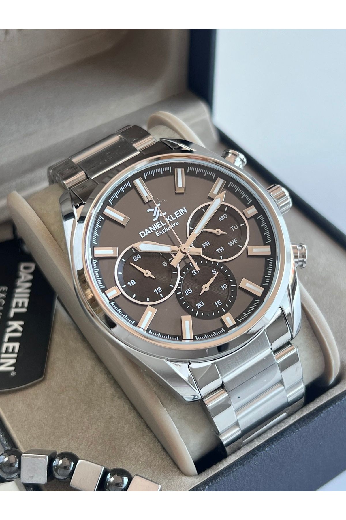 Daniel Klein Exclusive Erkek Kol Saati Çelik Kordon 3 Atm Su Geçirmez Gümüş Renk Bileklik Hediye DKEX0631